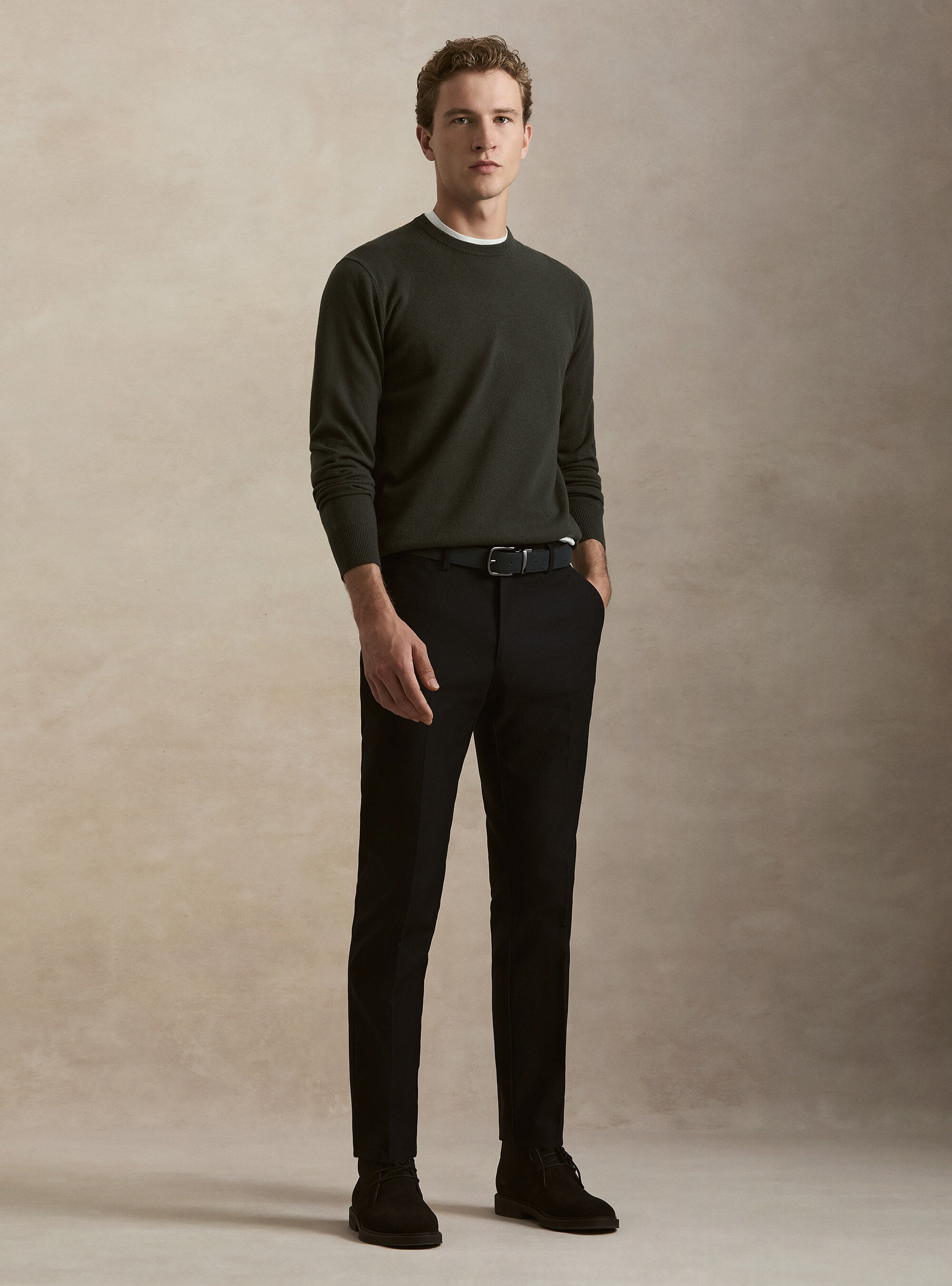 Lambswool and cashmere crewneck sweater, MILITARE 0609C