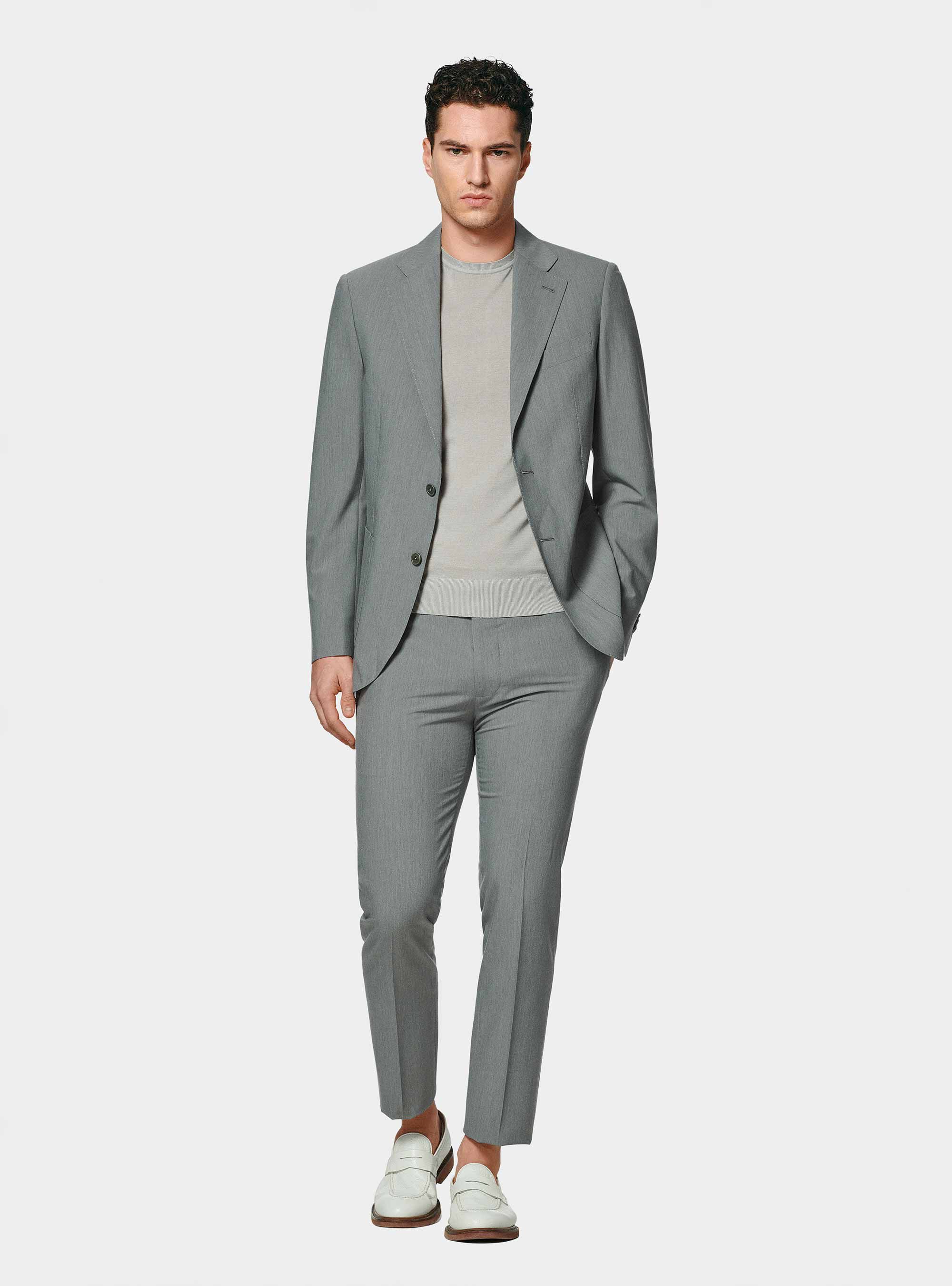 Giacca abito classico slim fit, GRIGIO CHIARO