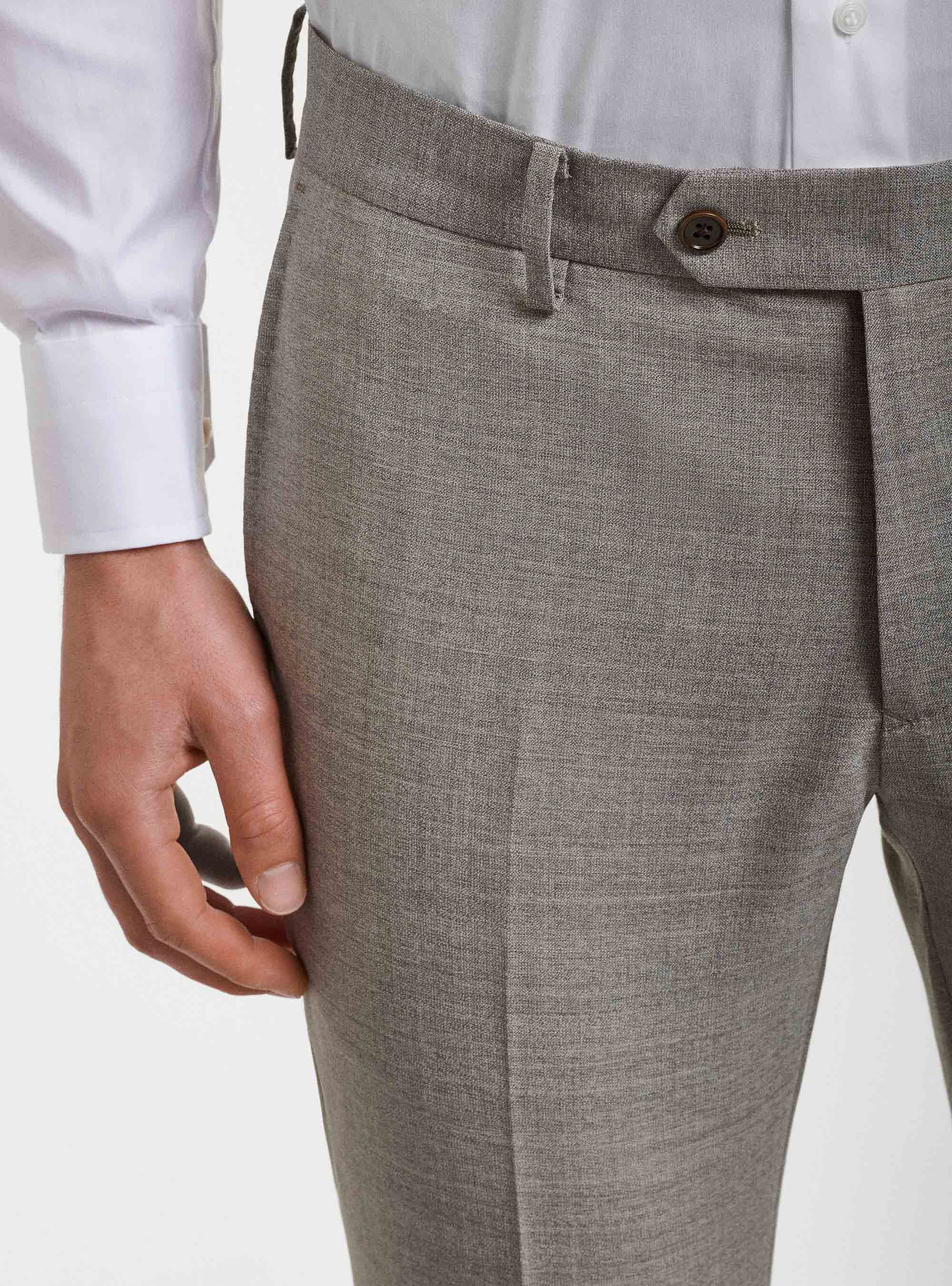 Pantaloni per abito in pura lana Vitale Barberis Canonico, ECRU