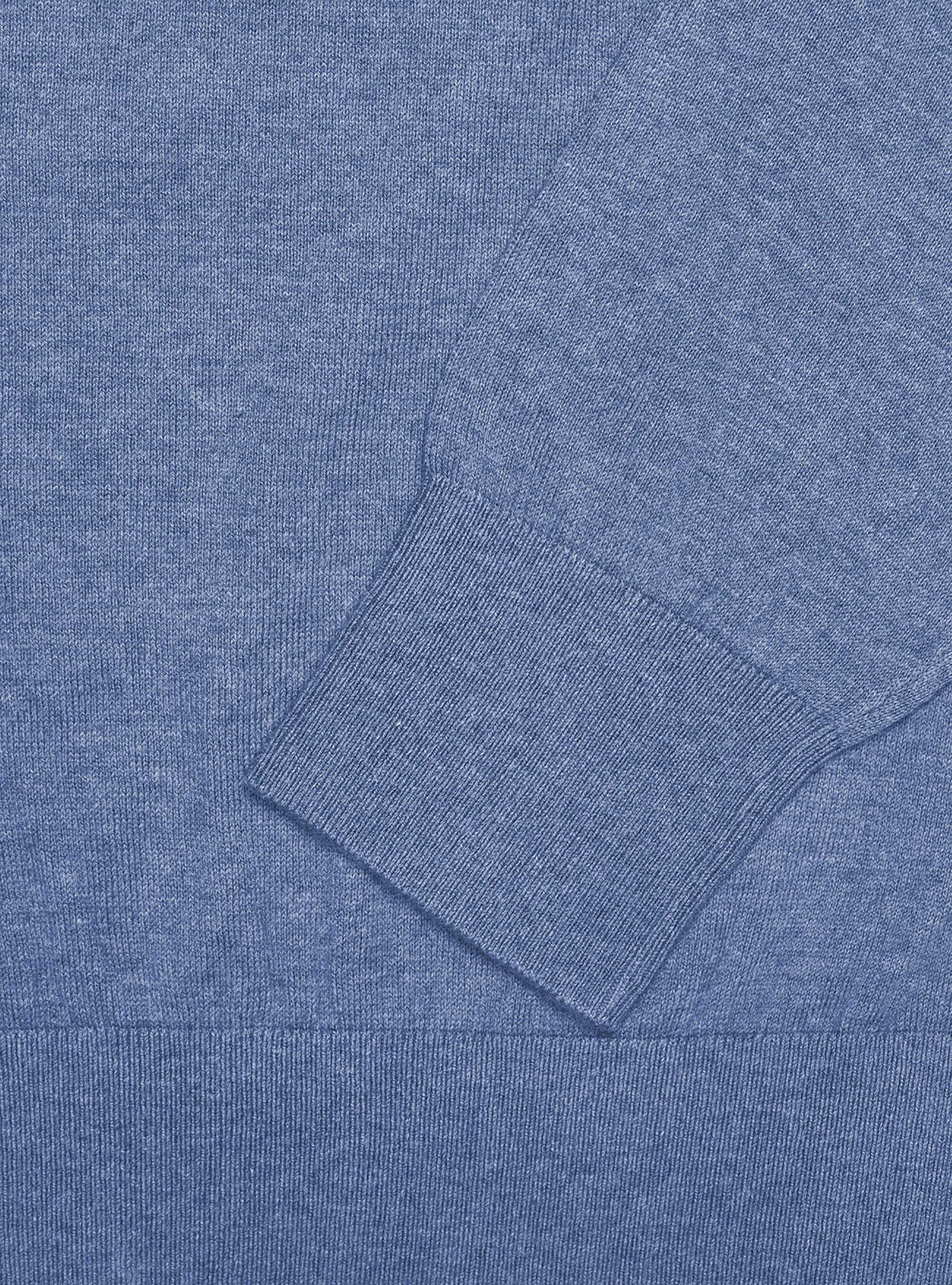 Maglia girocollo in cotone seta cashmere, AZZURRO