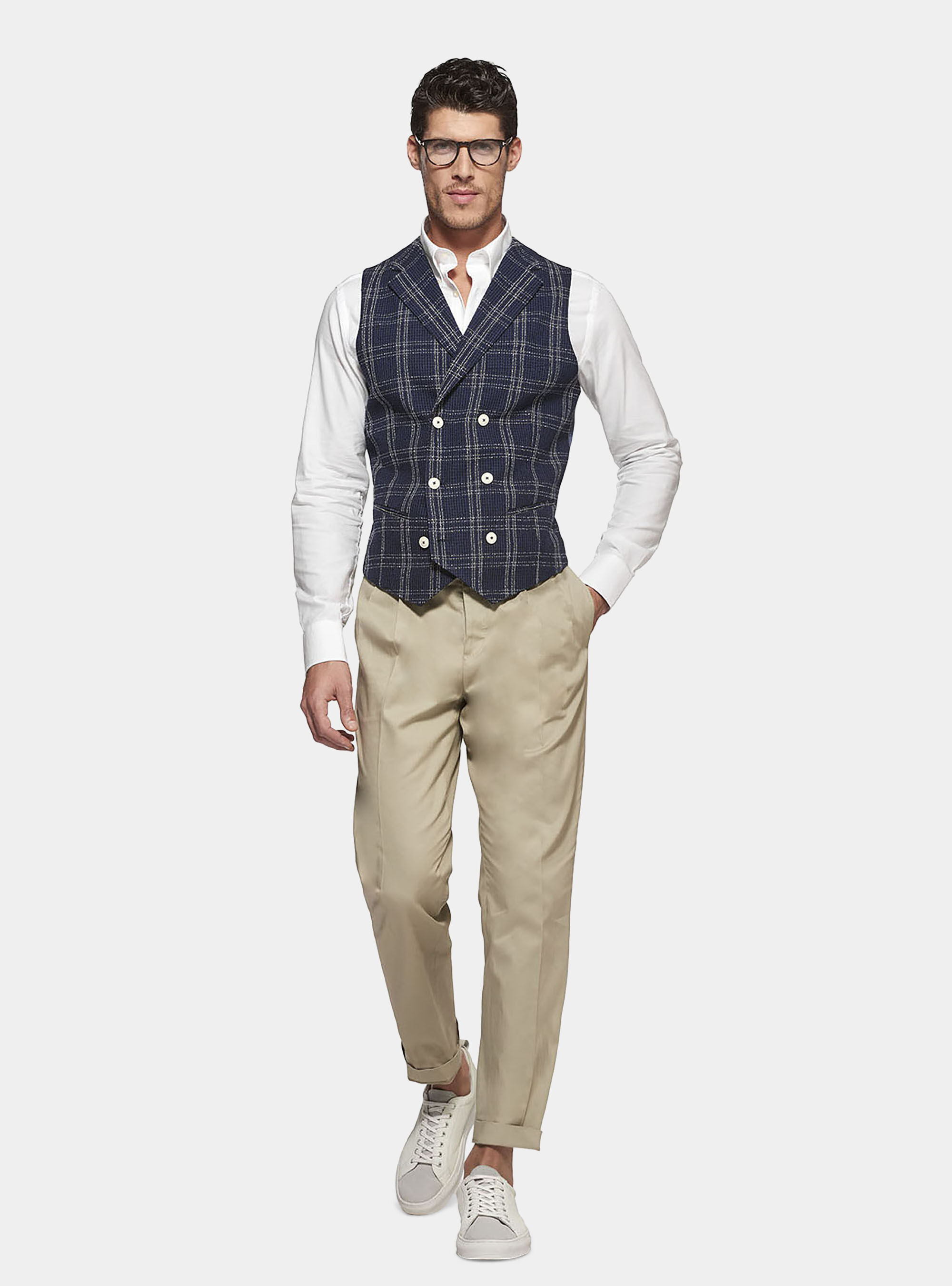 Gilet doppiopetto a quadri in misto cotone | Gutteridge | SALDI PRIVATI Uomo