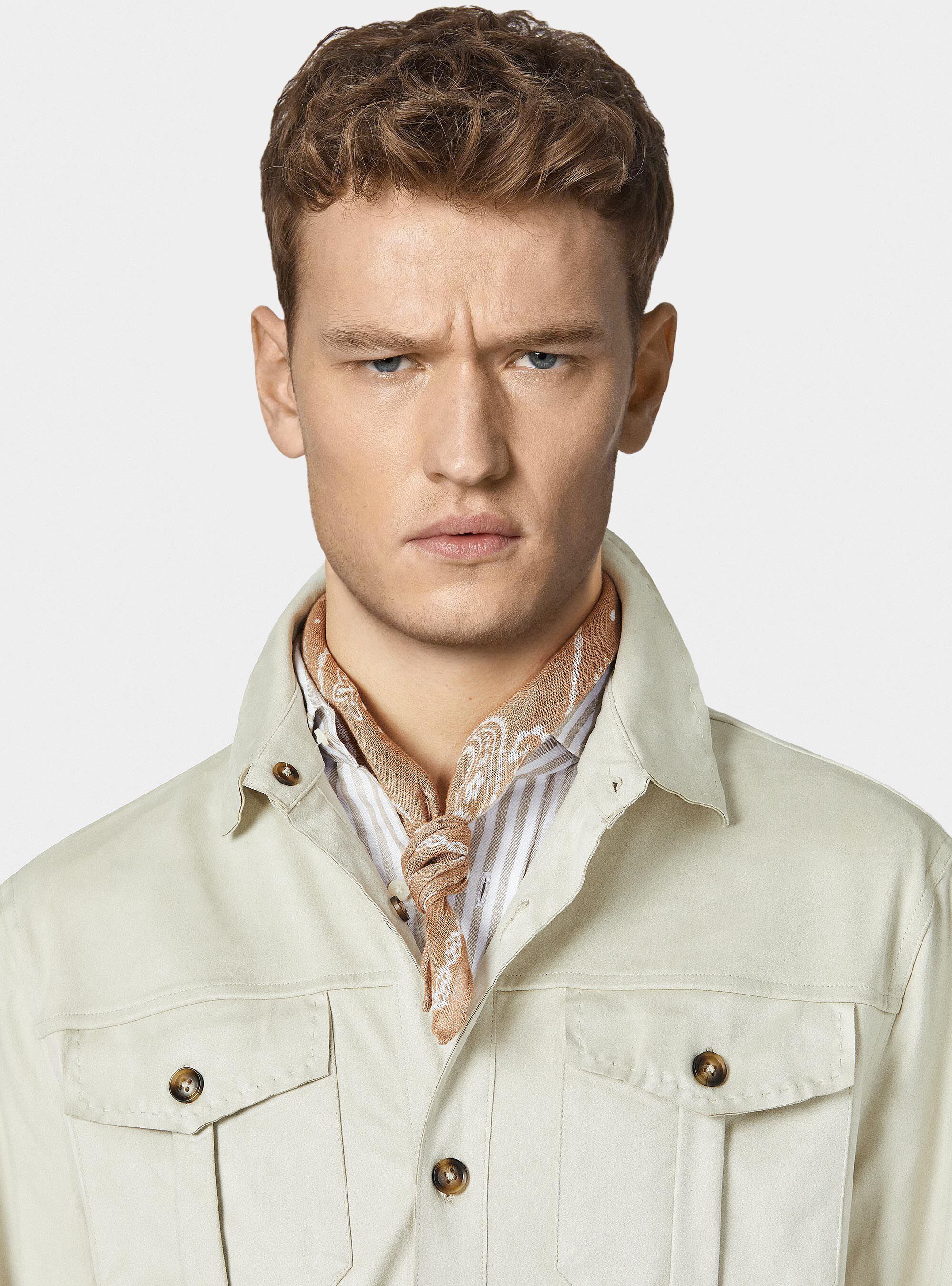 Suede effect shirt jacket, ECRU