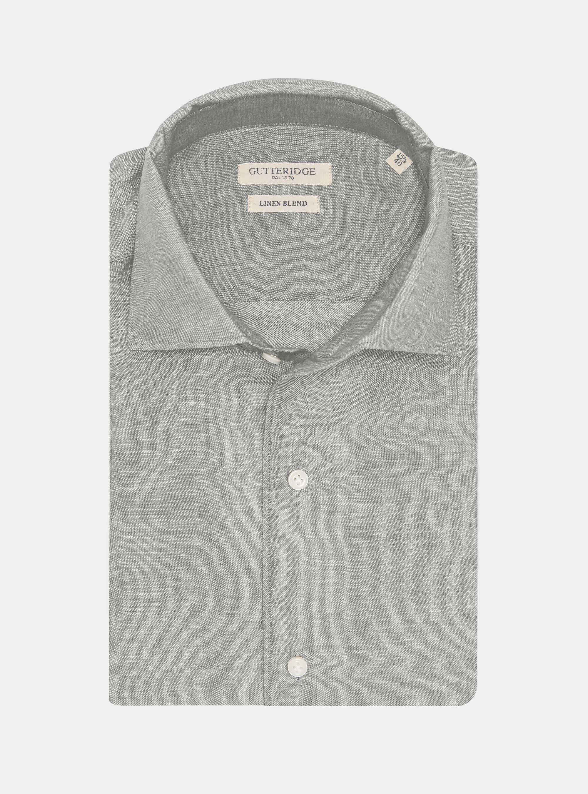 Linen-blend shirt with facing, SALVIA 0602C