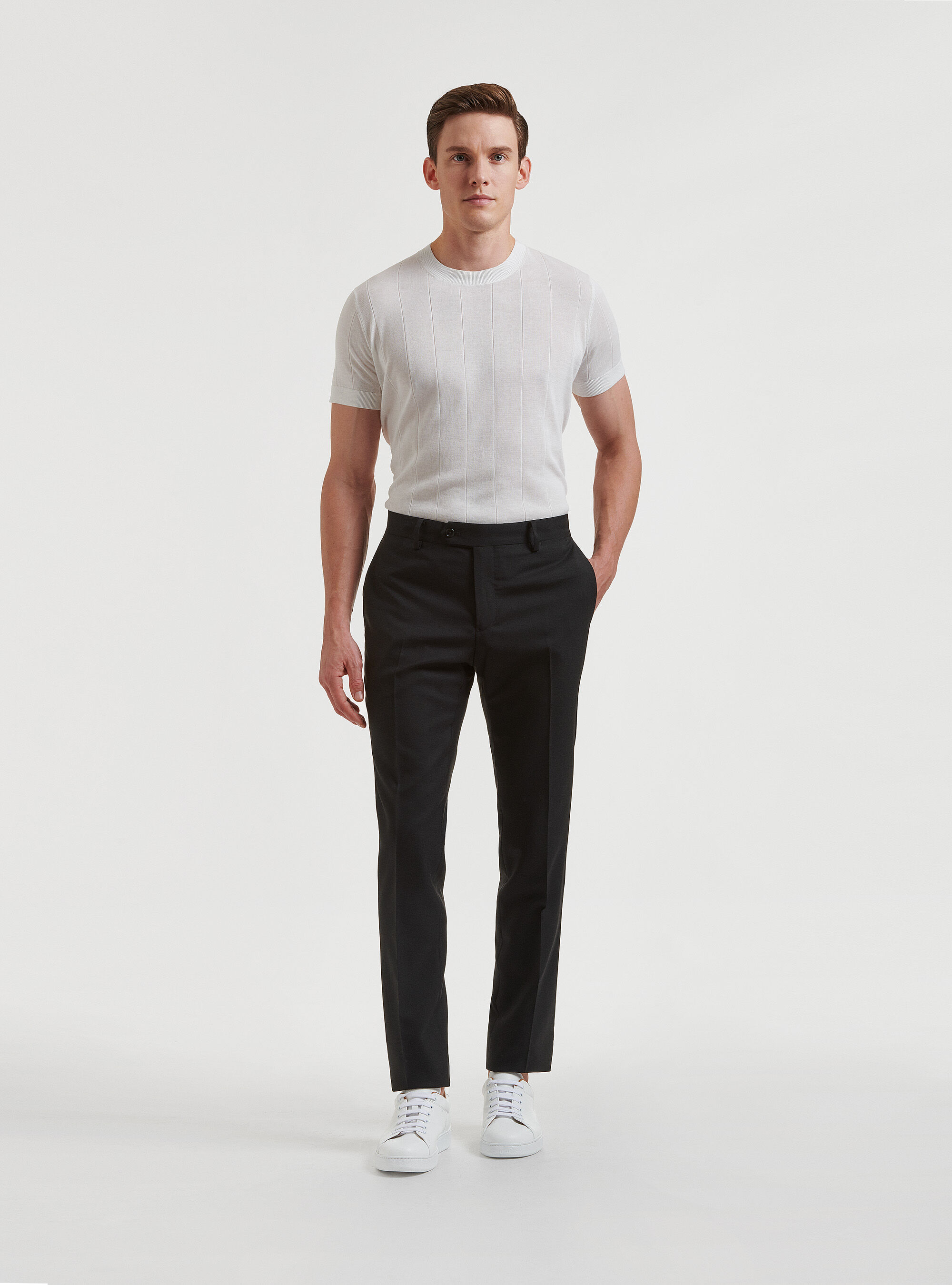 Pantaloni per abito in pura lana Vitale Barberis Canonico, NERO