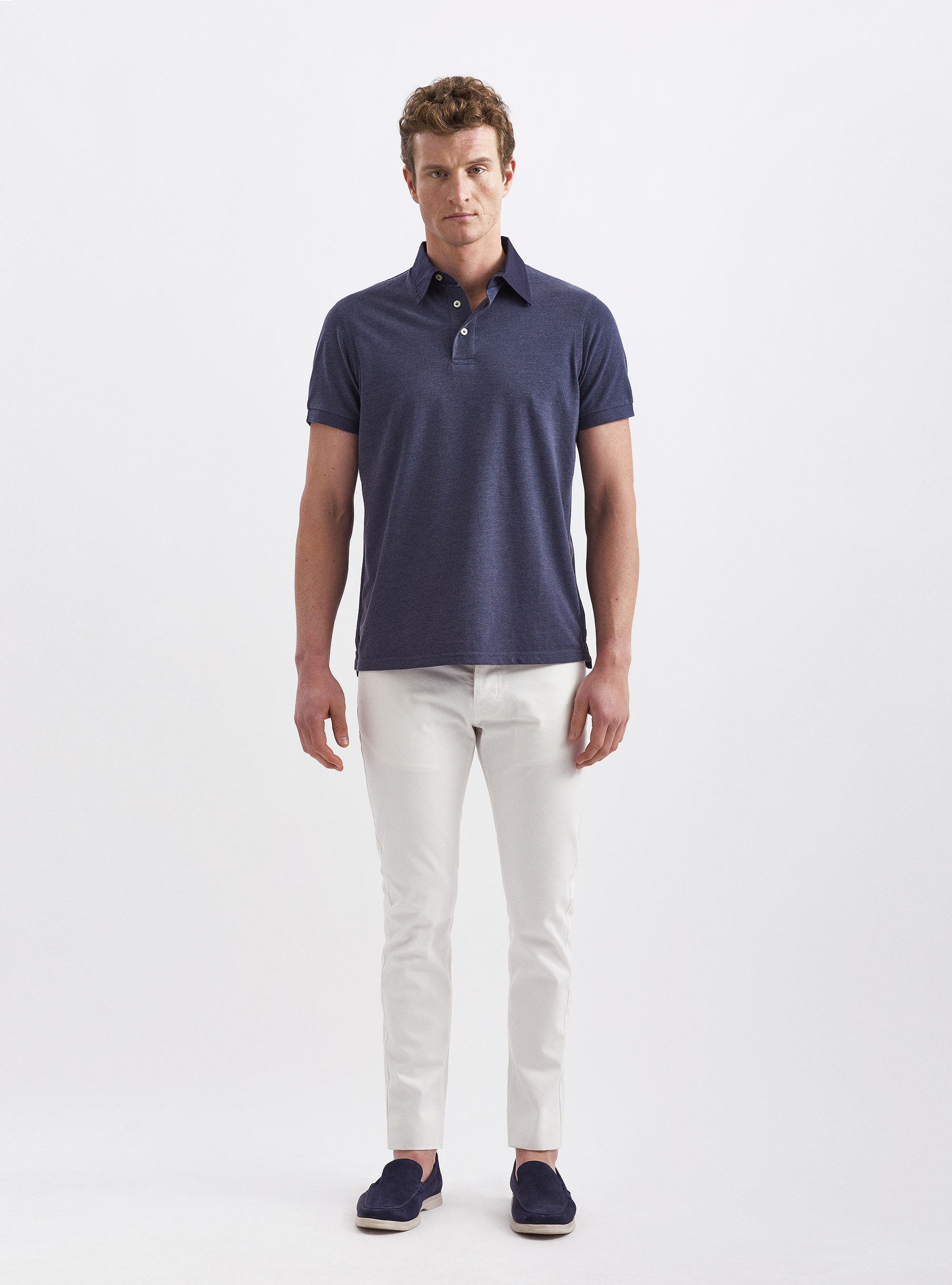 Twill shirt collar polo shirt, INK