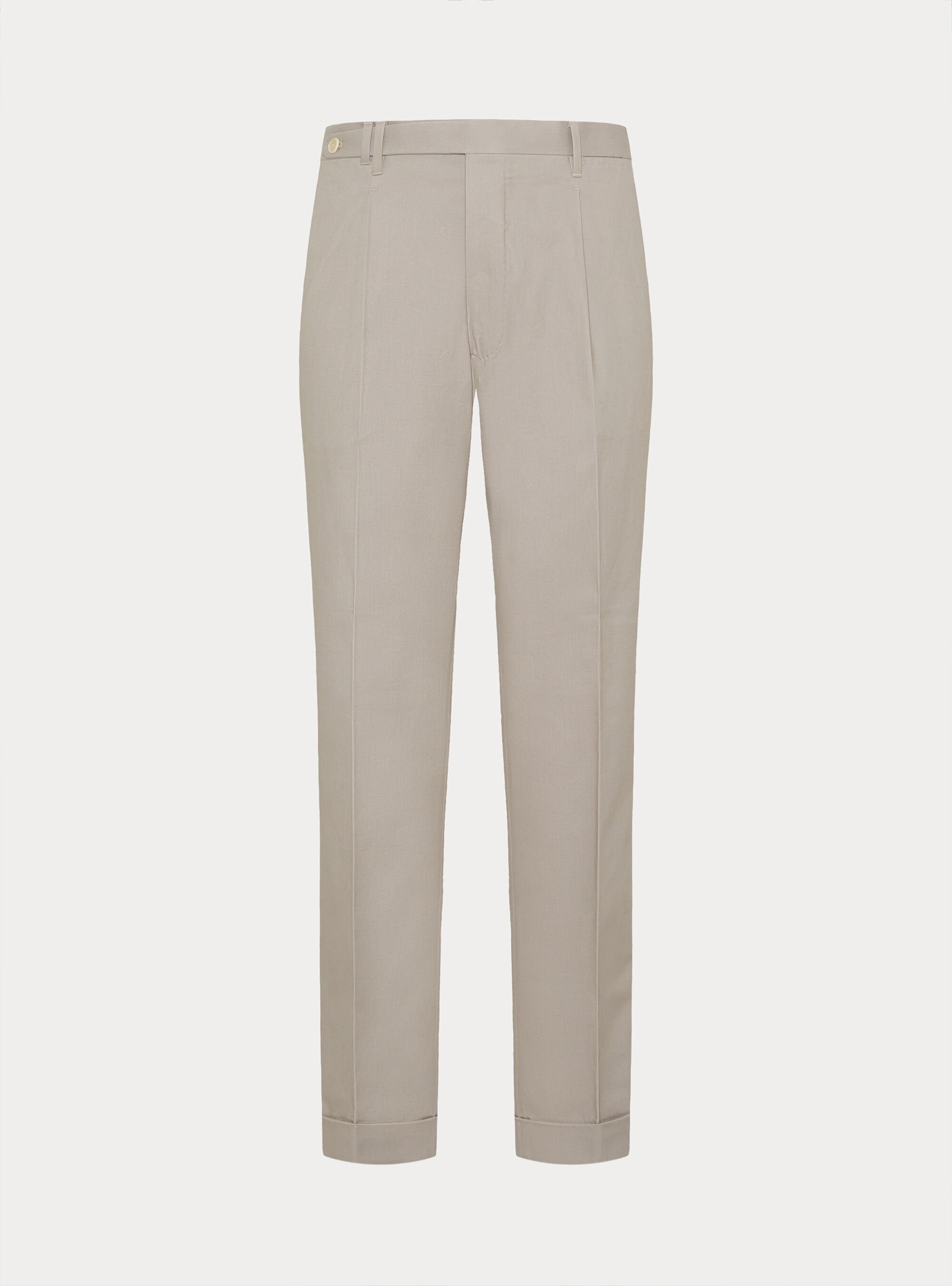 Cotton and cashmere twill pleated trousers, ECRU