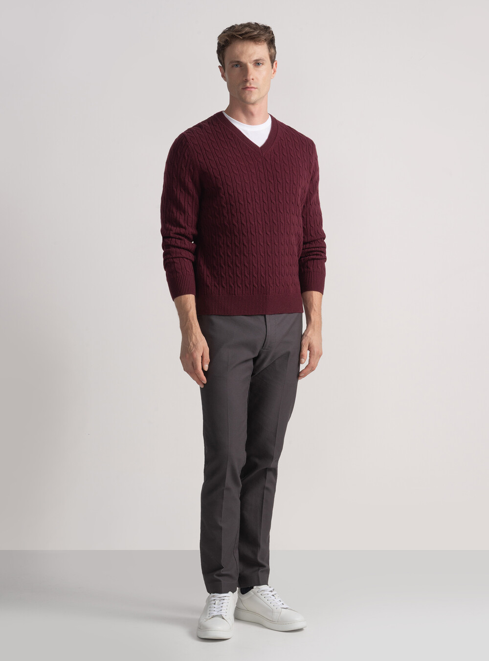 Pantaloni chino slim fit in cotone armaturato, ASFALTO Pantaloni chino slim fit in cotone armaturato