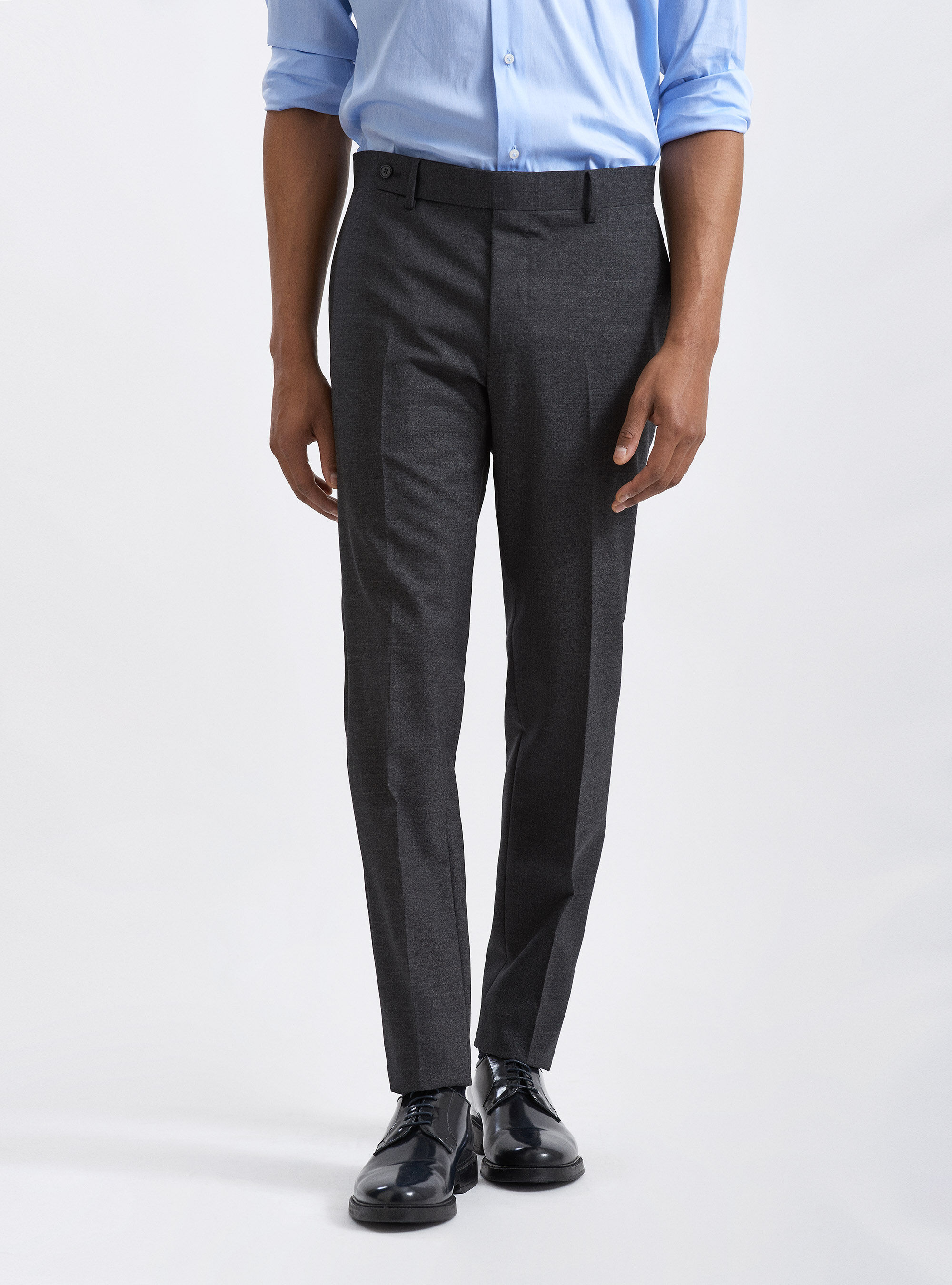 Pantaloni per abito in pura lana tessuti Vitale Barberis Canonico, ASFALTO