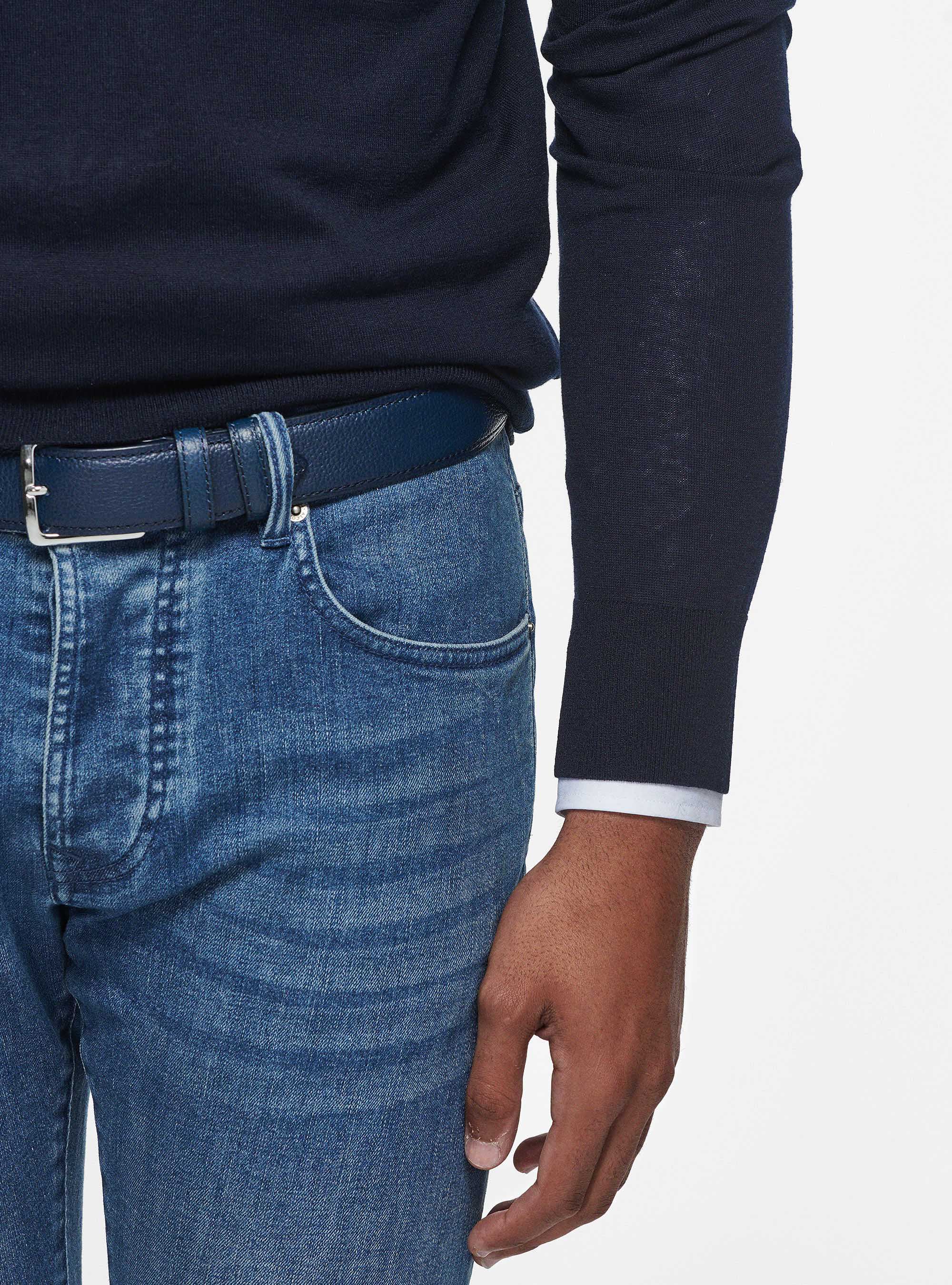 Silk and cotton crew-neck sweater, NAVY BLUE