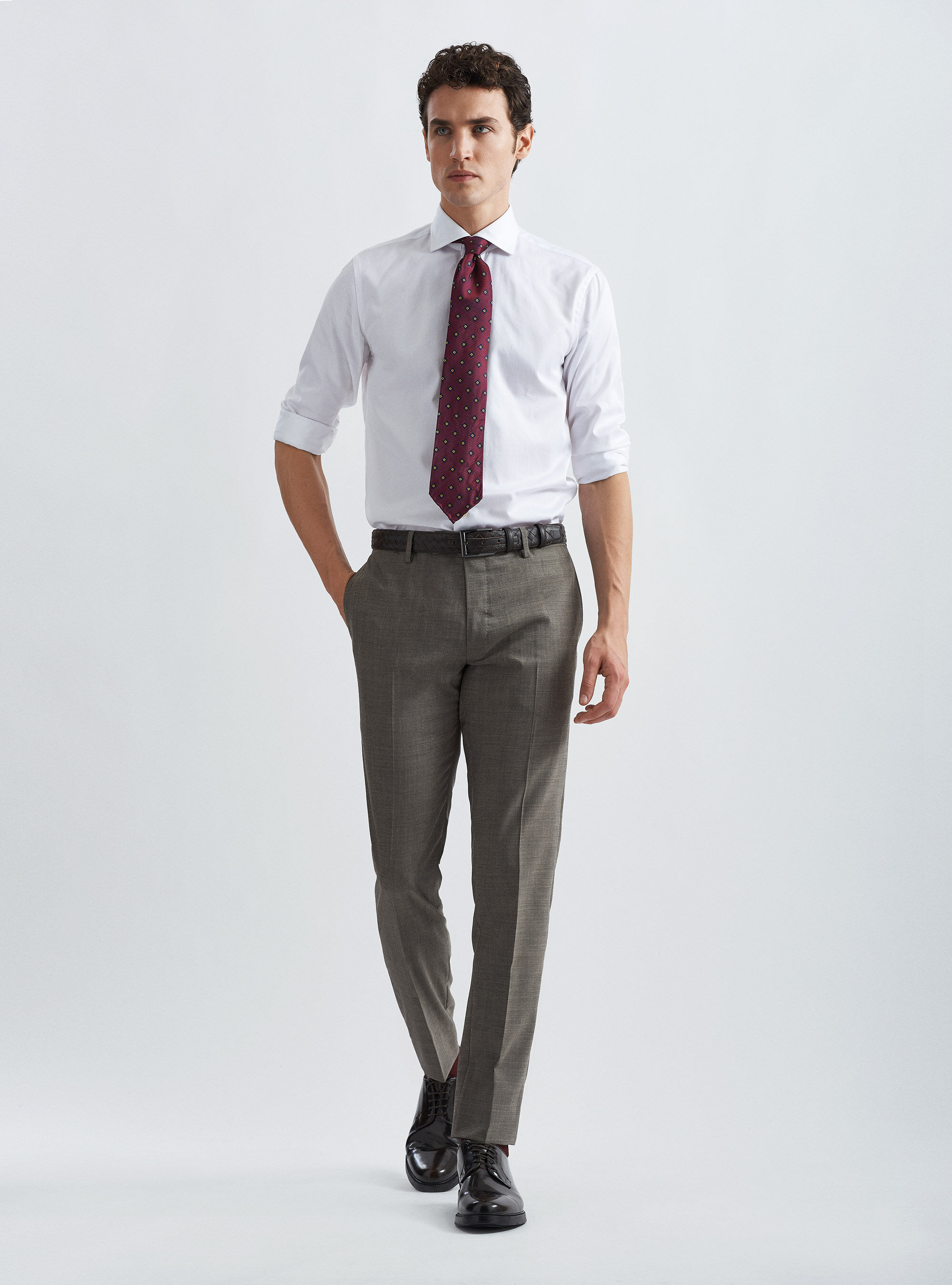 Fresh wool suit trousers, ECRU