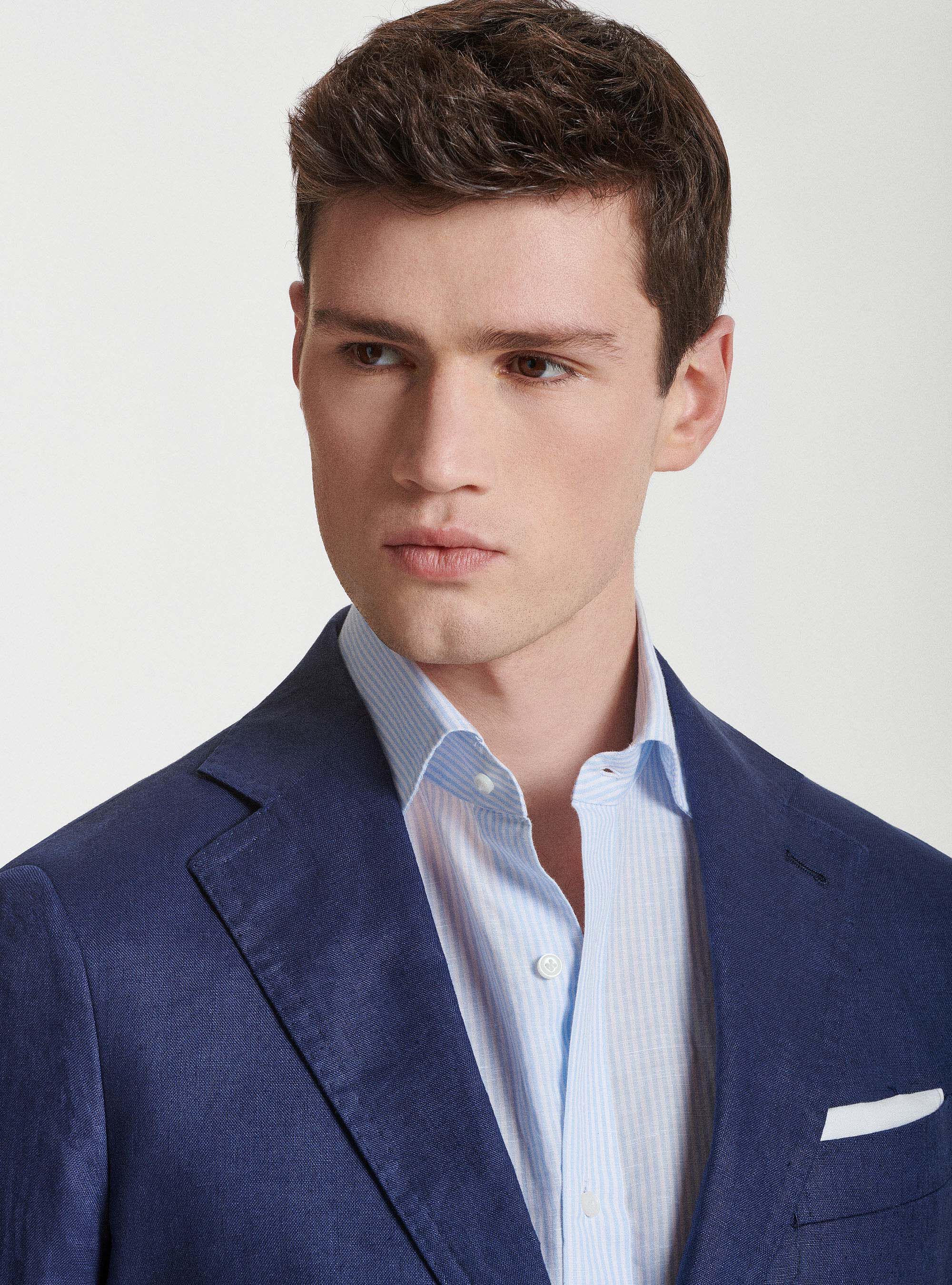 Pure linen suit blazer, BLUE