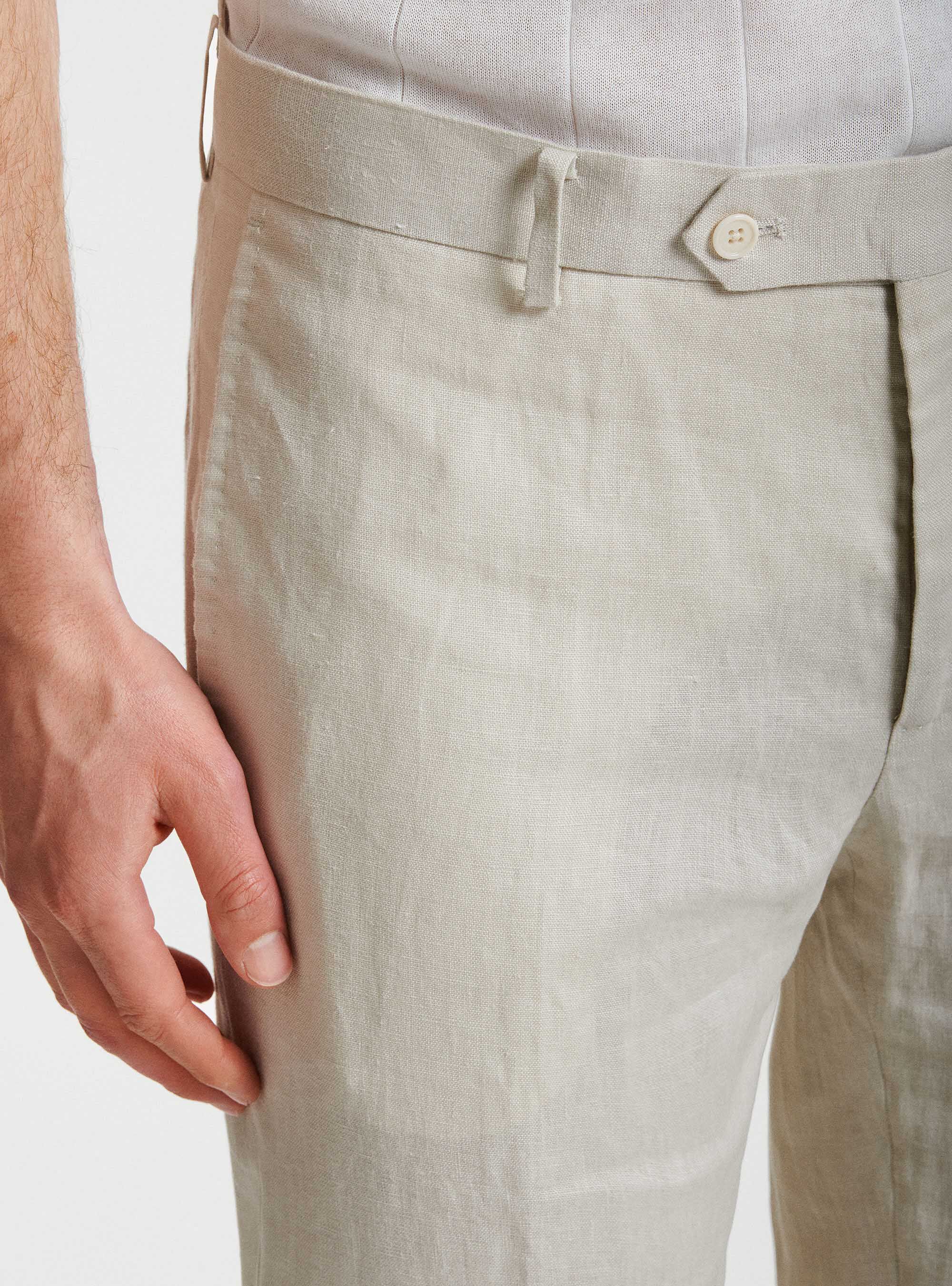 Pantaloni per abito in puro lino, ECRU