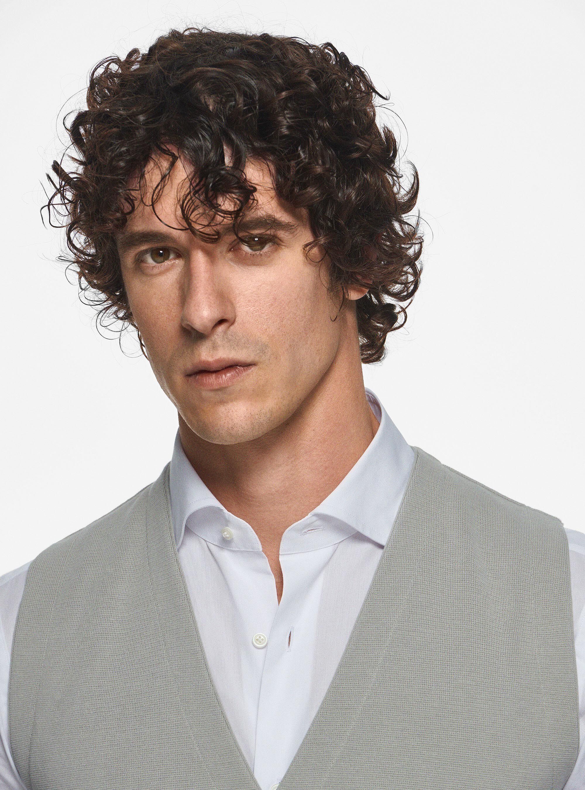 Gilet doppiopetto in maglia di cotone, PERLA 0178C