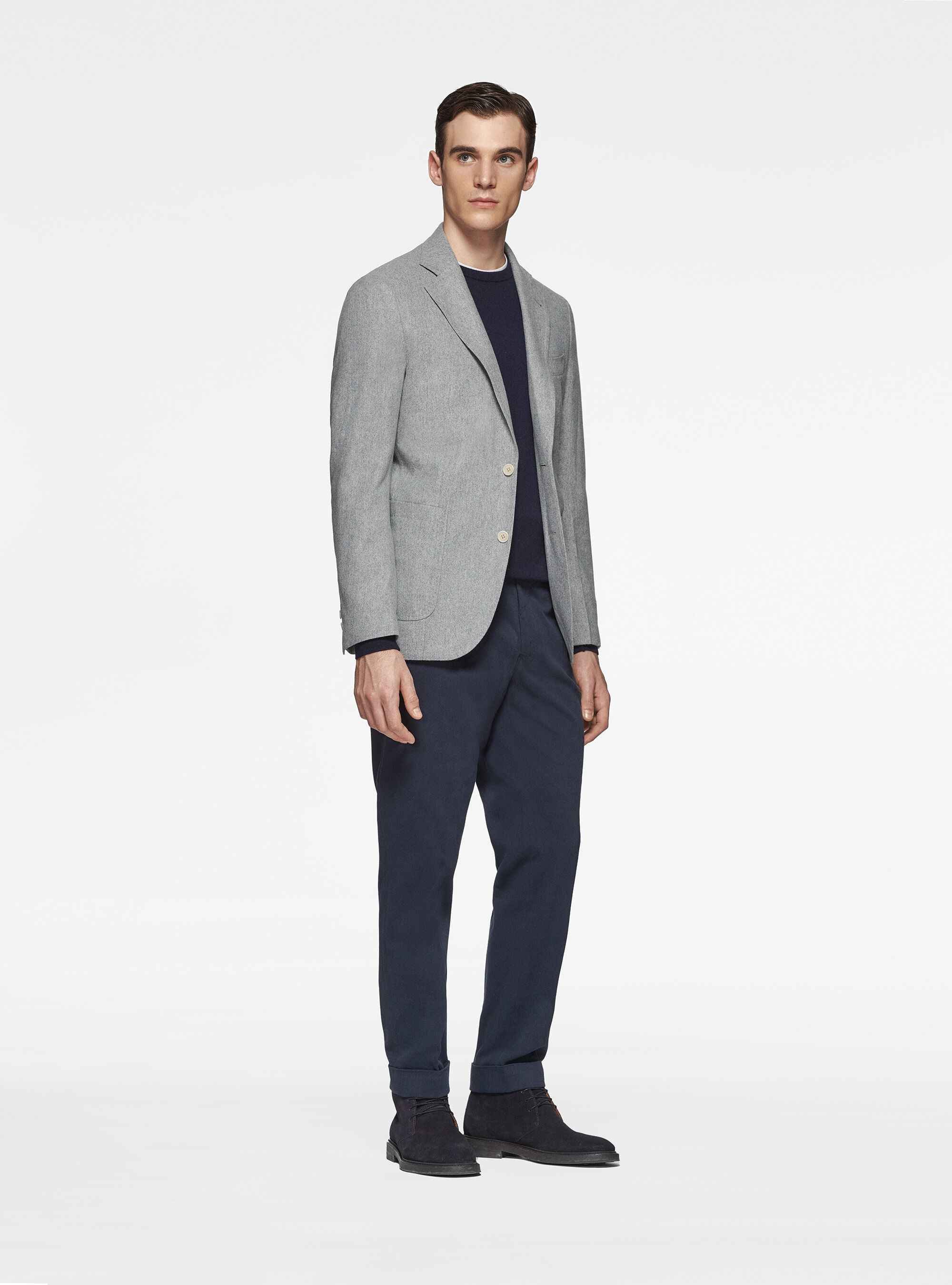 Flannel blazer Duemilagori, LIGHT GREY MELANGE