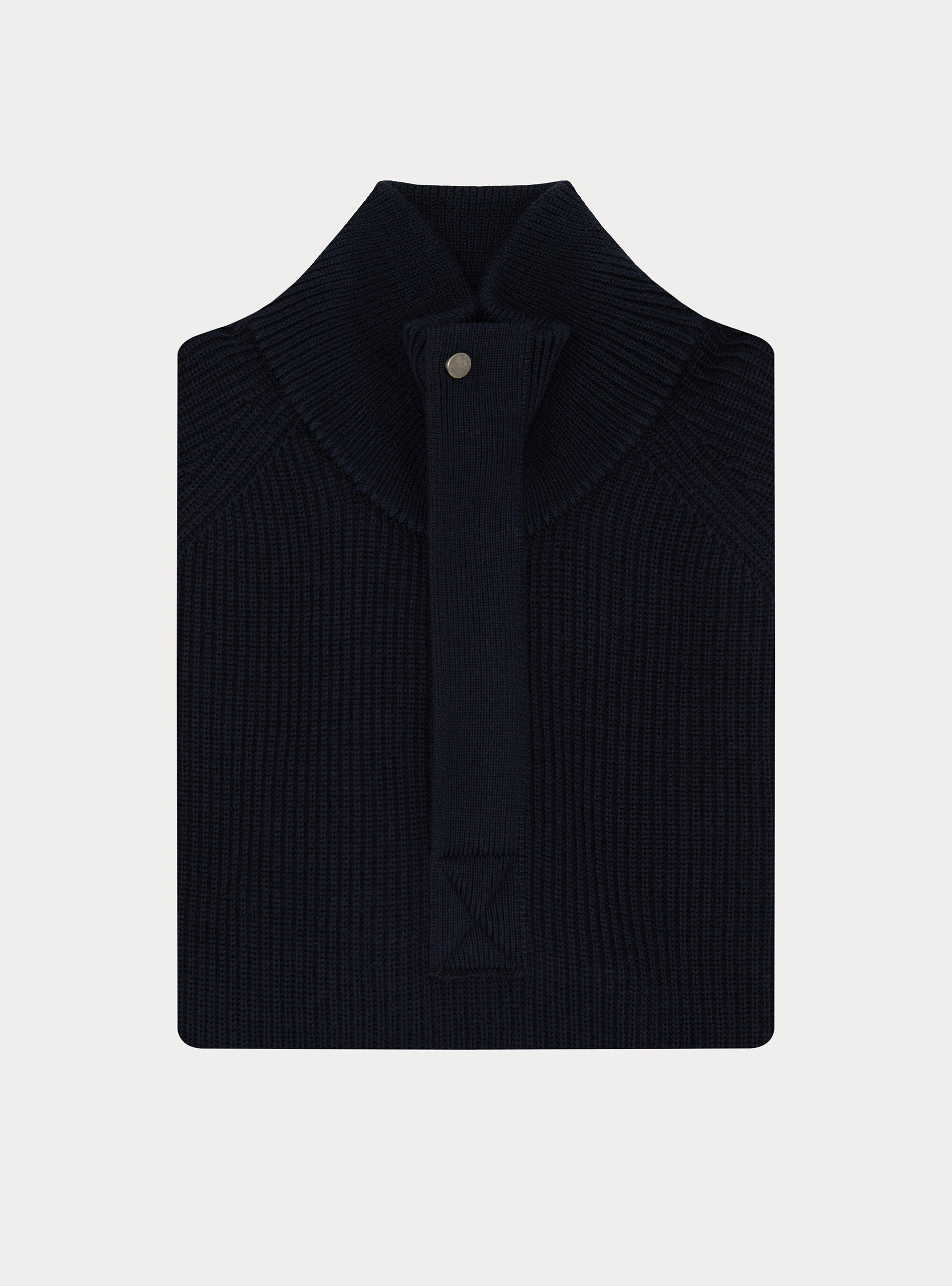 Half-zip ribbed wool and cotton sweater, NAVY BLUE