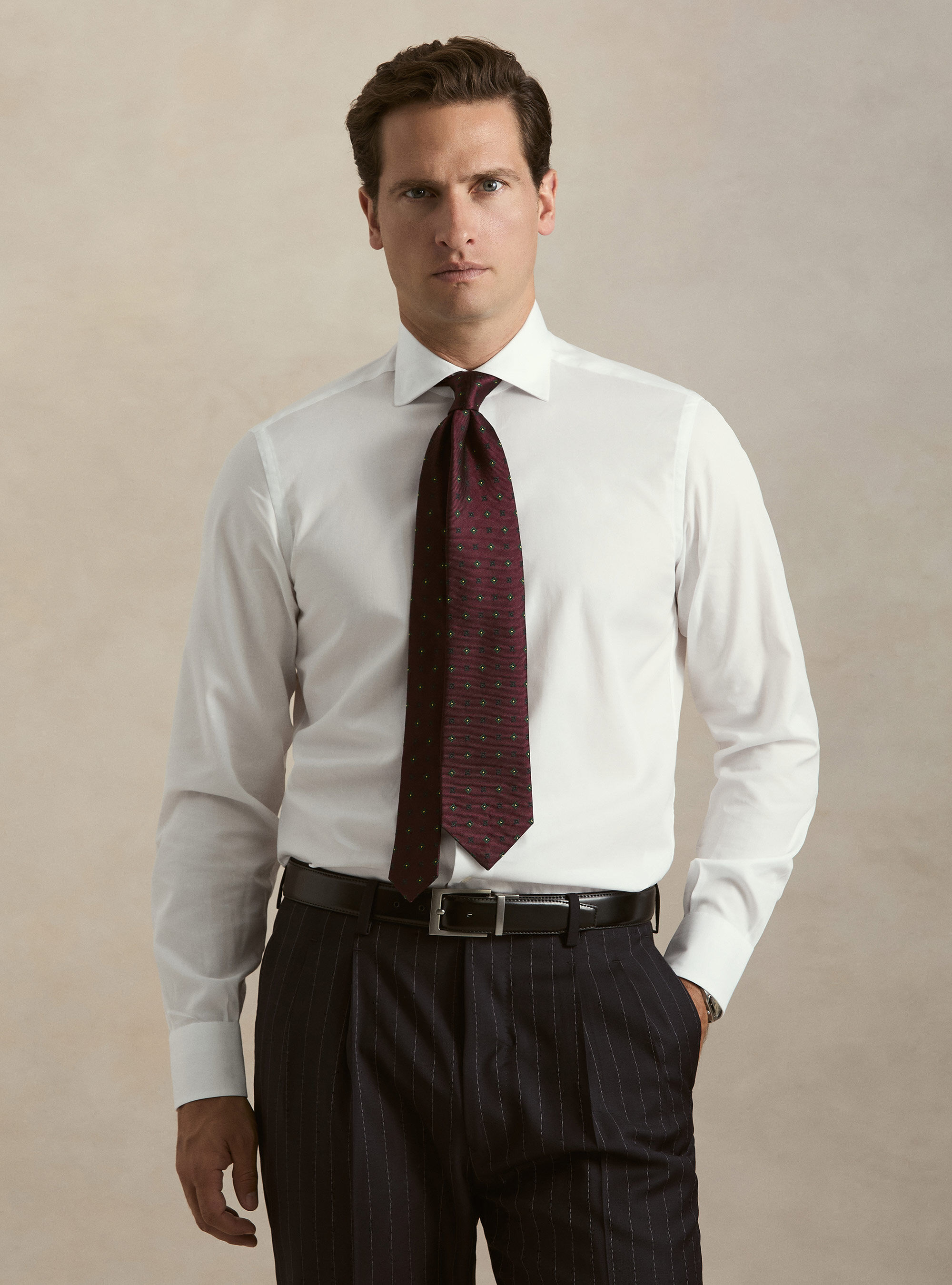 Cotton shirt fil a fil, WHITE