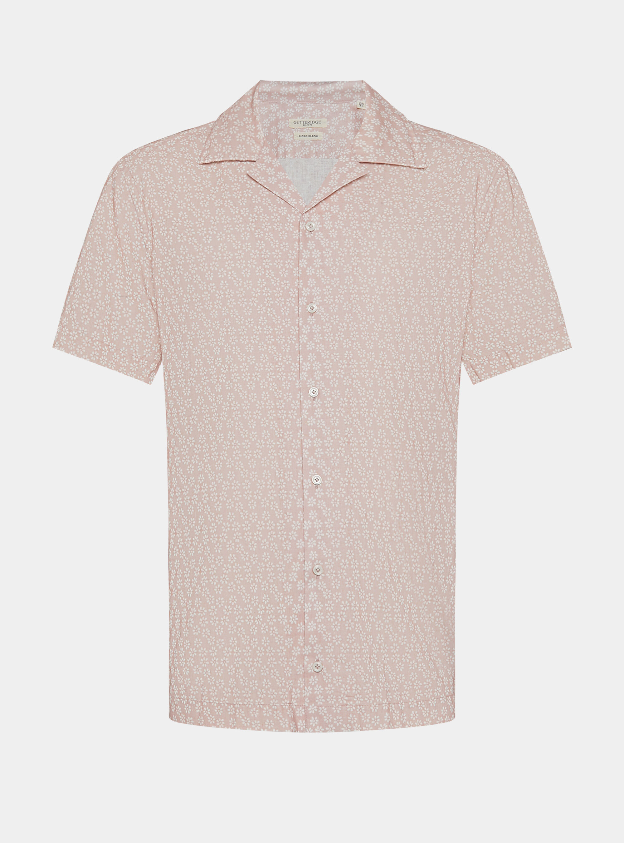 Bowling shirt in linen and printed cotton, ROSA CHIARO 0466C