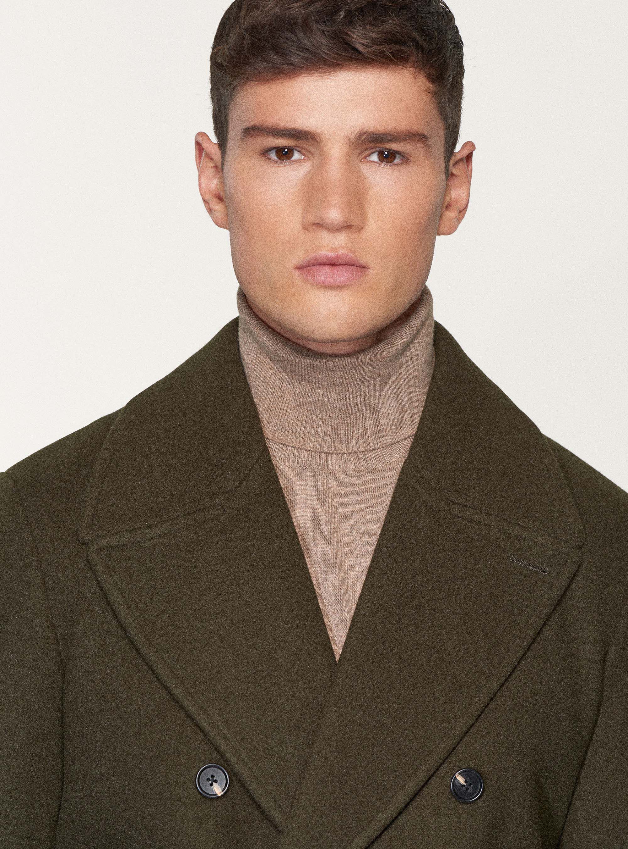 Olive peacoat mens top