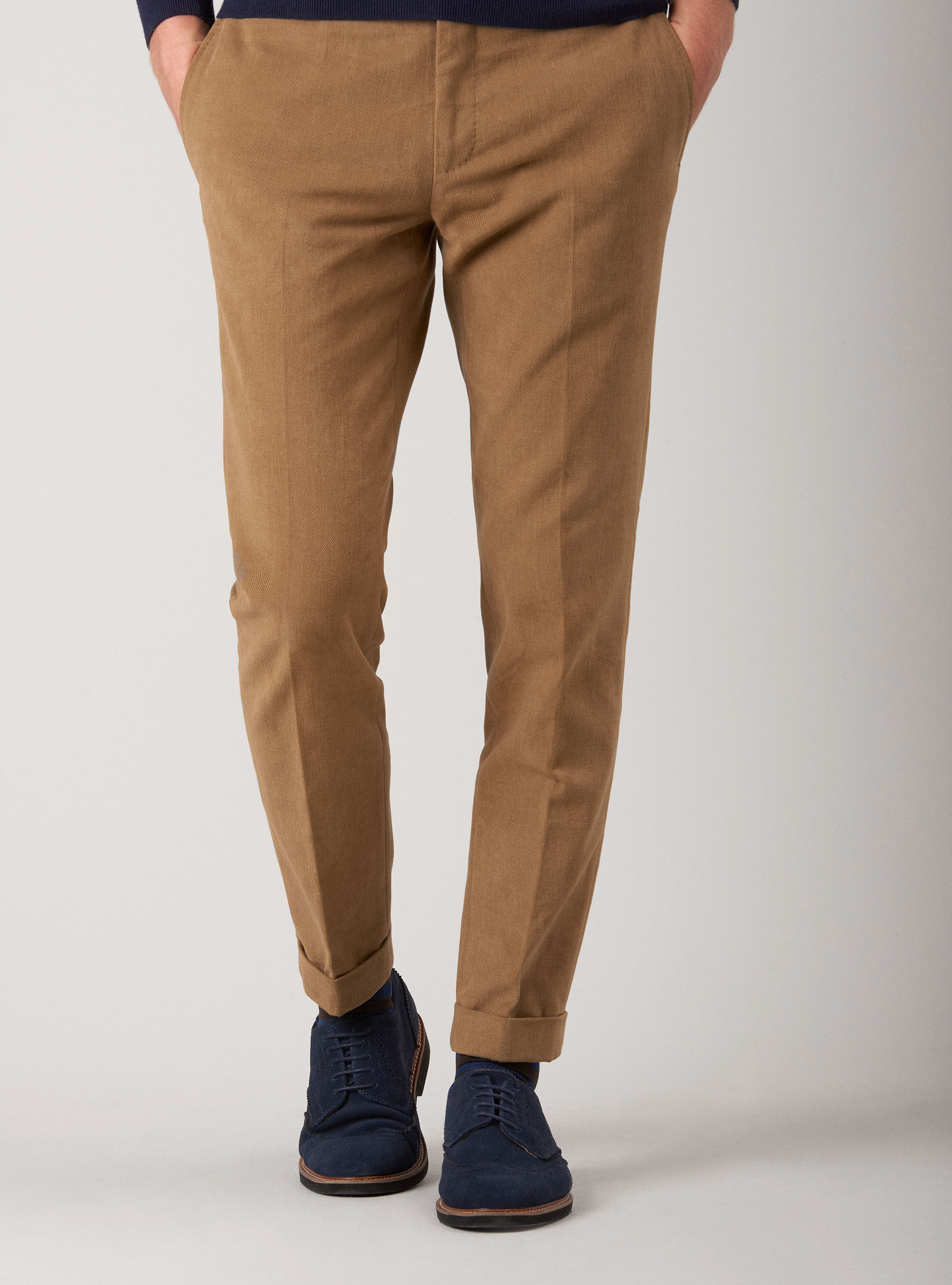 Chino pants in frosted cotton twill, BEIGE 0578C