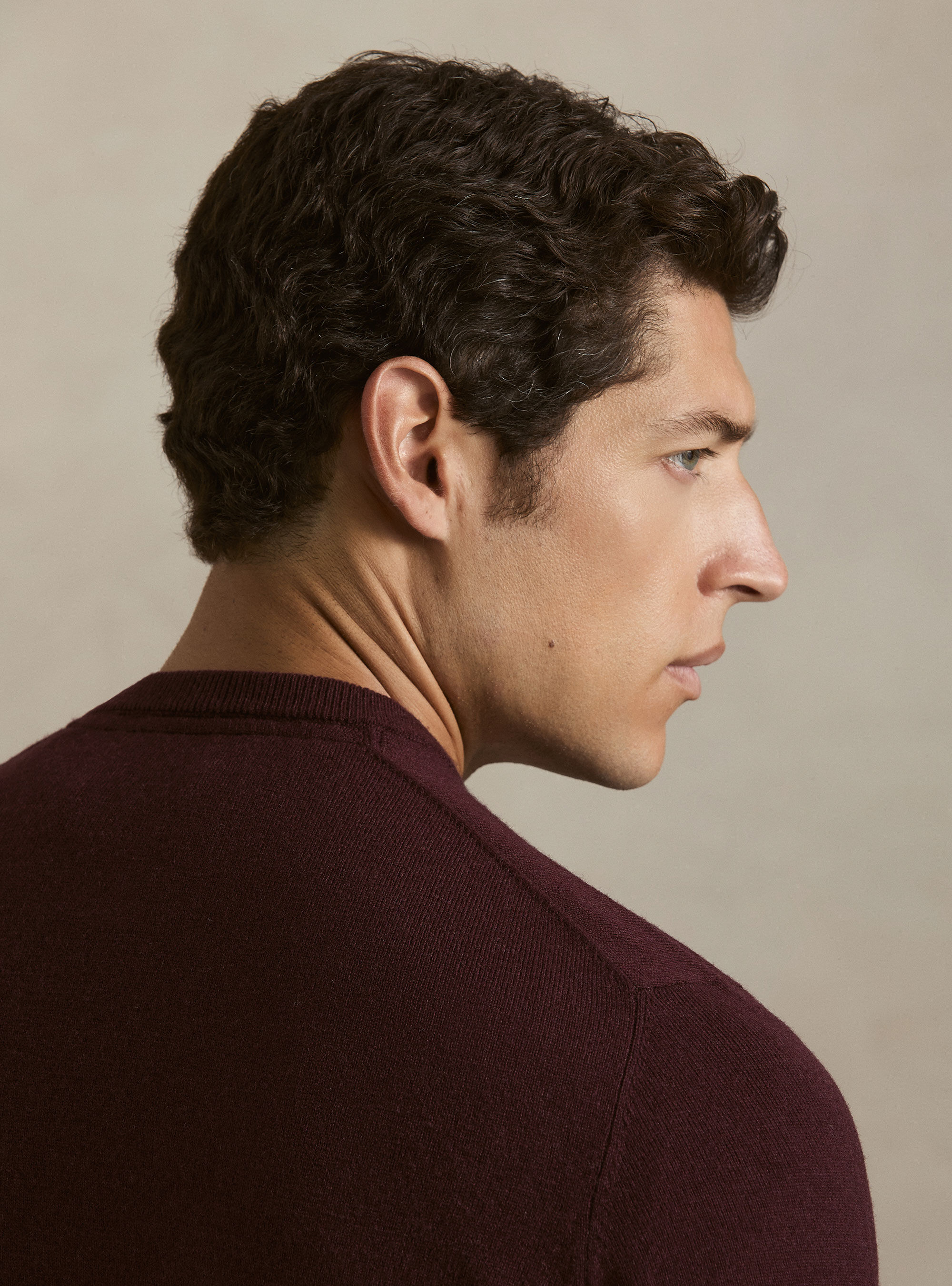 Girocollo in maglia in lana poliammide cashmere, BORDEAUX