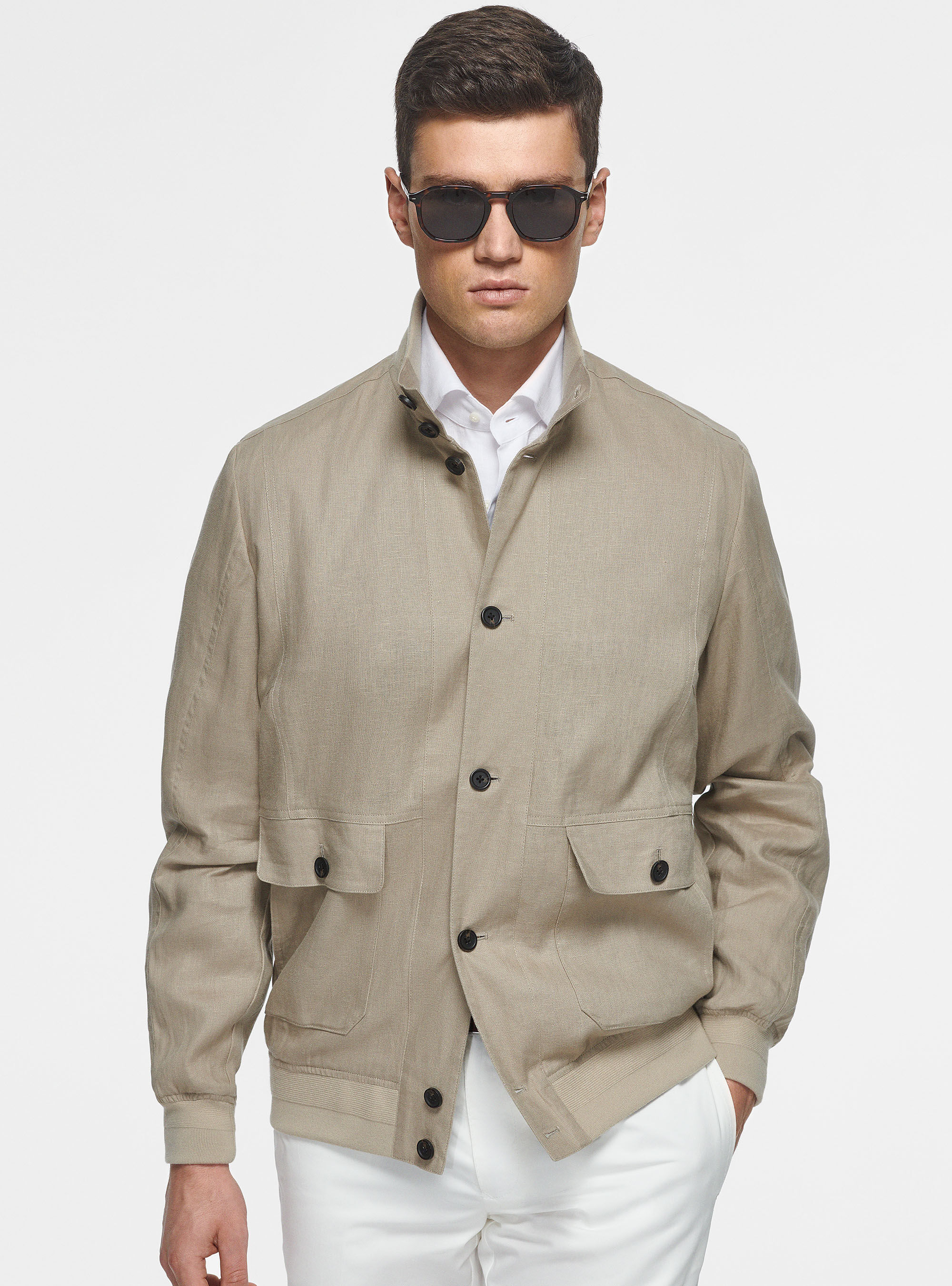 Pure linen bomber jacket