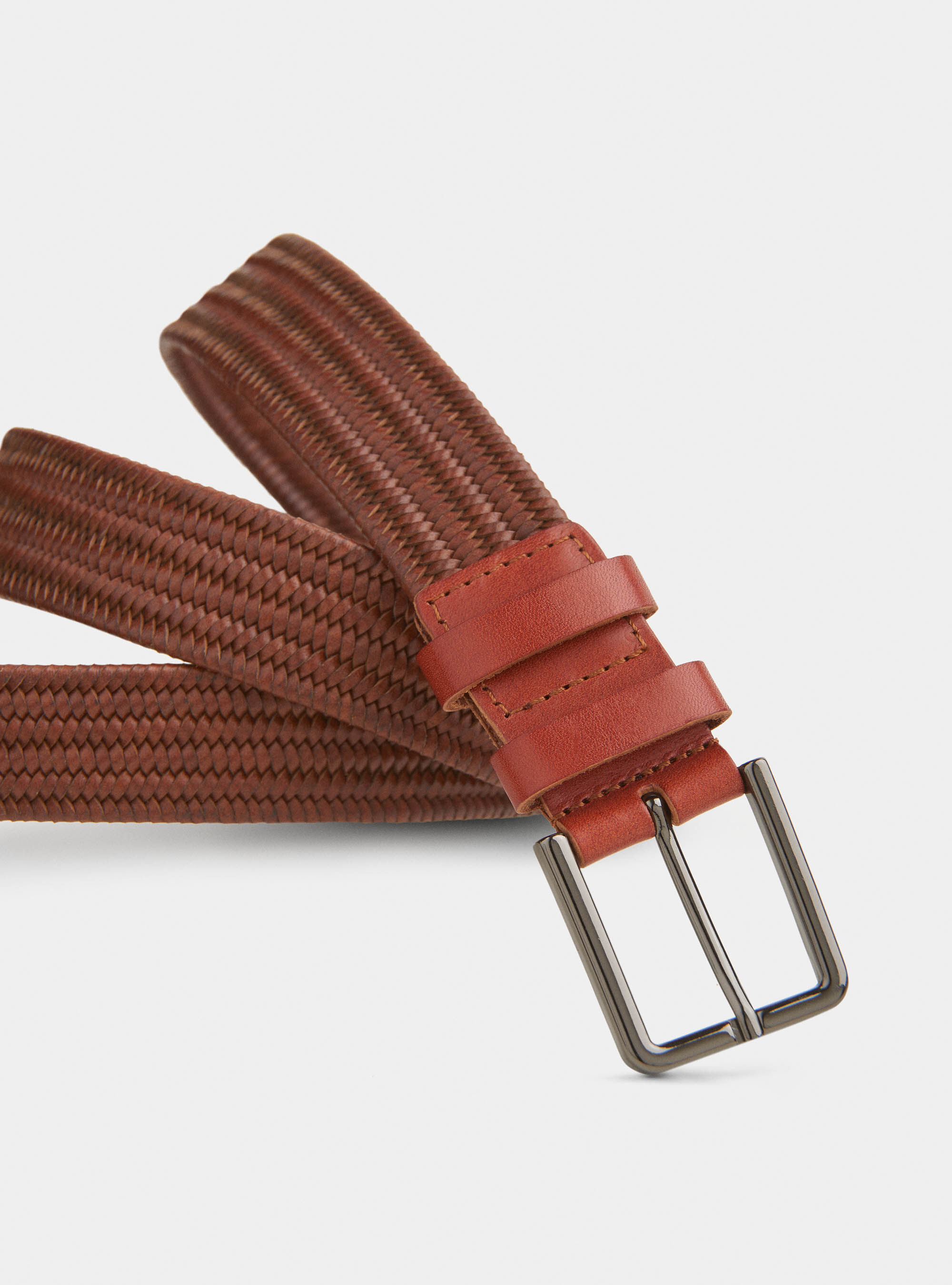 Stretch woven leather belt, MULTICOLOR