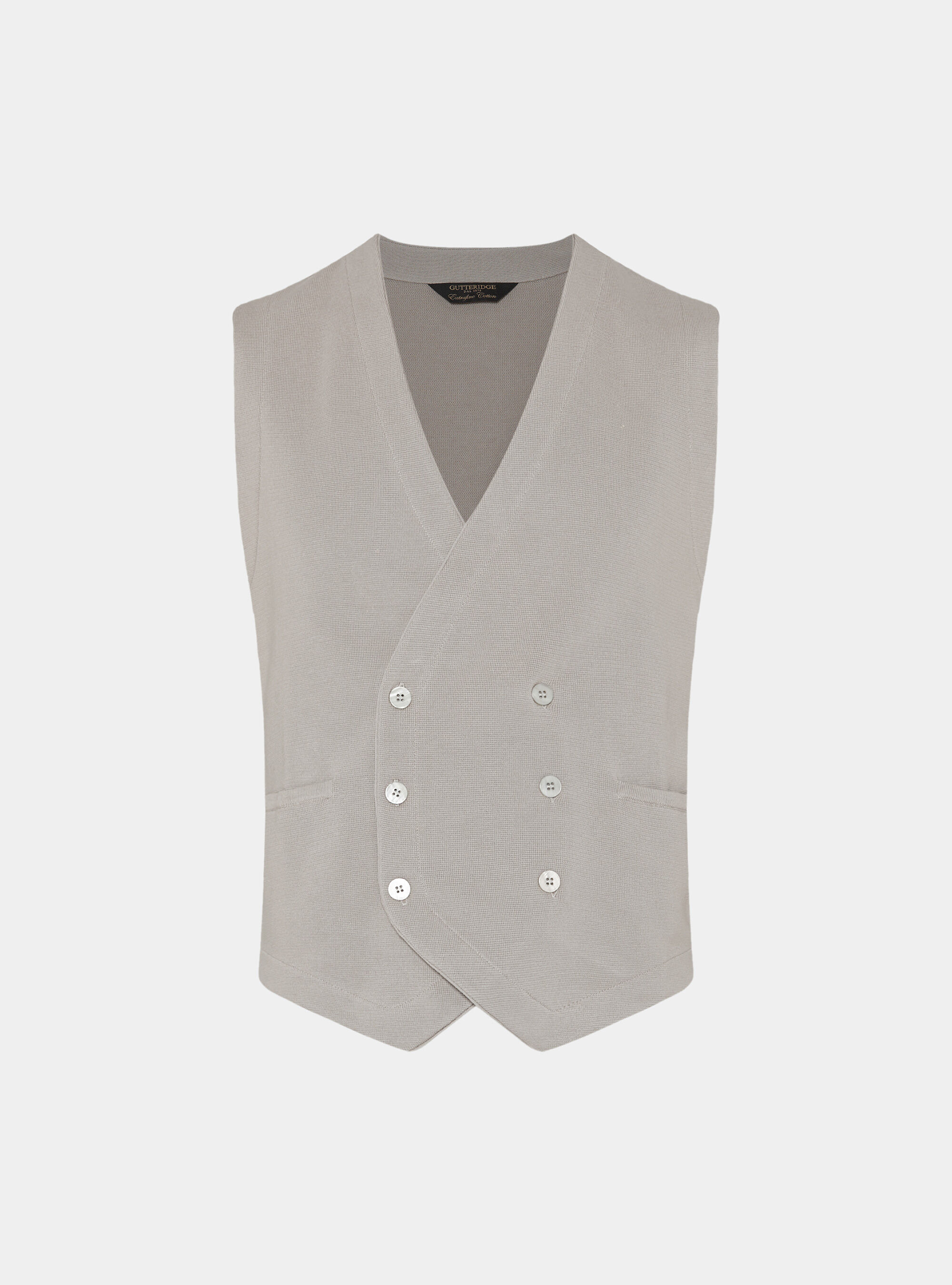 Gilet doppiopetto in maglia di cotone, SABBIA