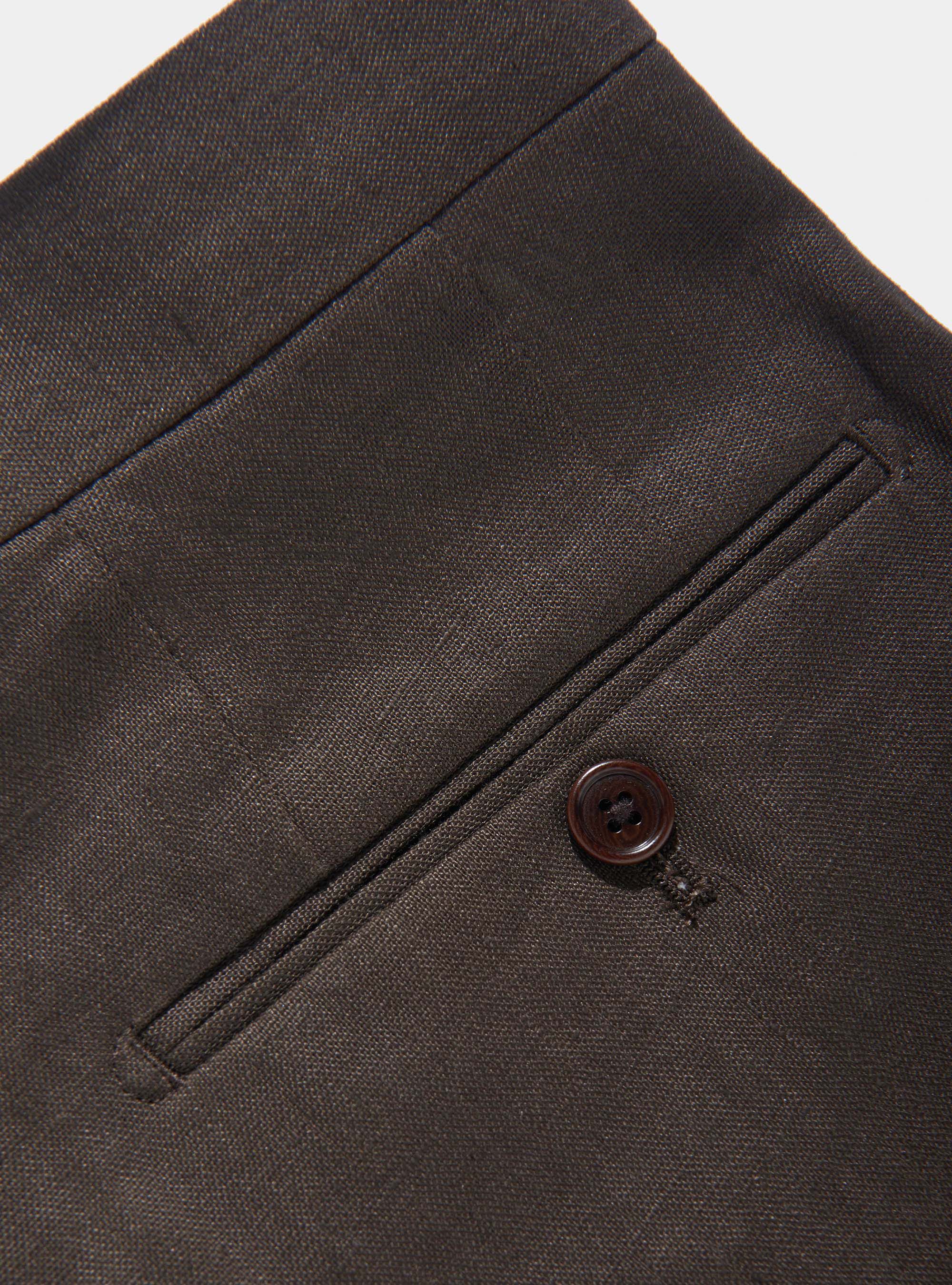 Pantaloni per abito in puro lino, MARRONE
