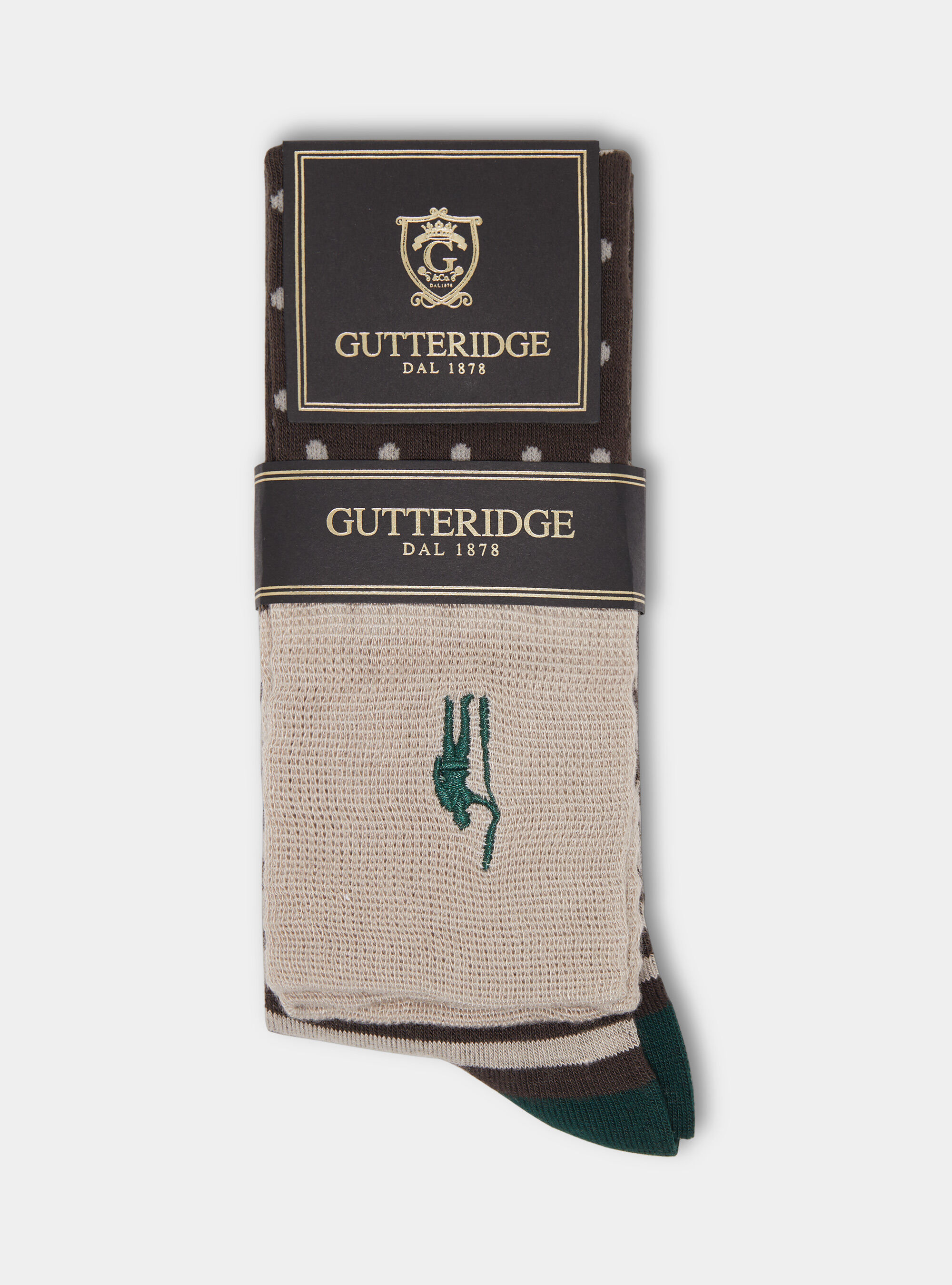 Chaussettes longues &agrave; pois et &agrave; rayures