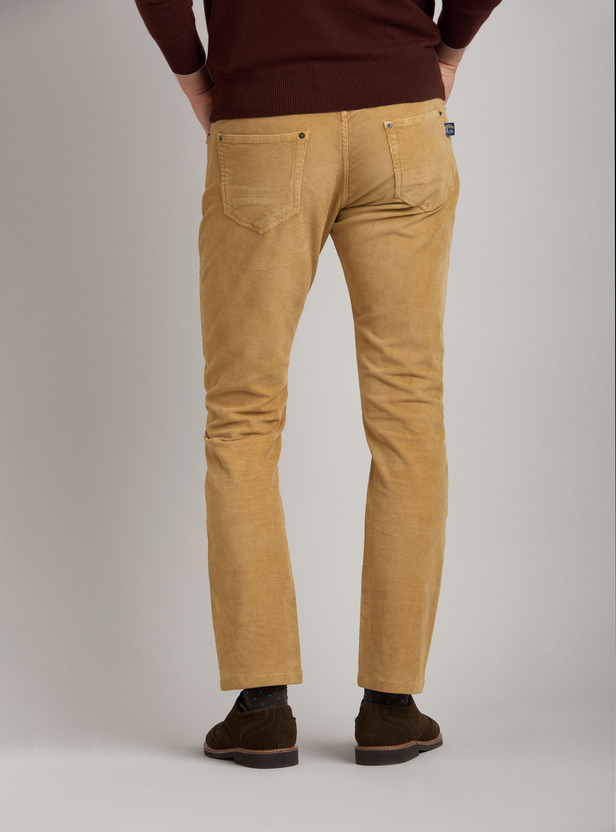 Pantaloni tipo denim in velluto di cotone lavato