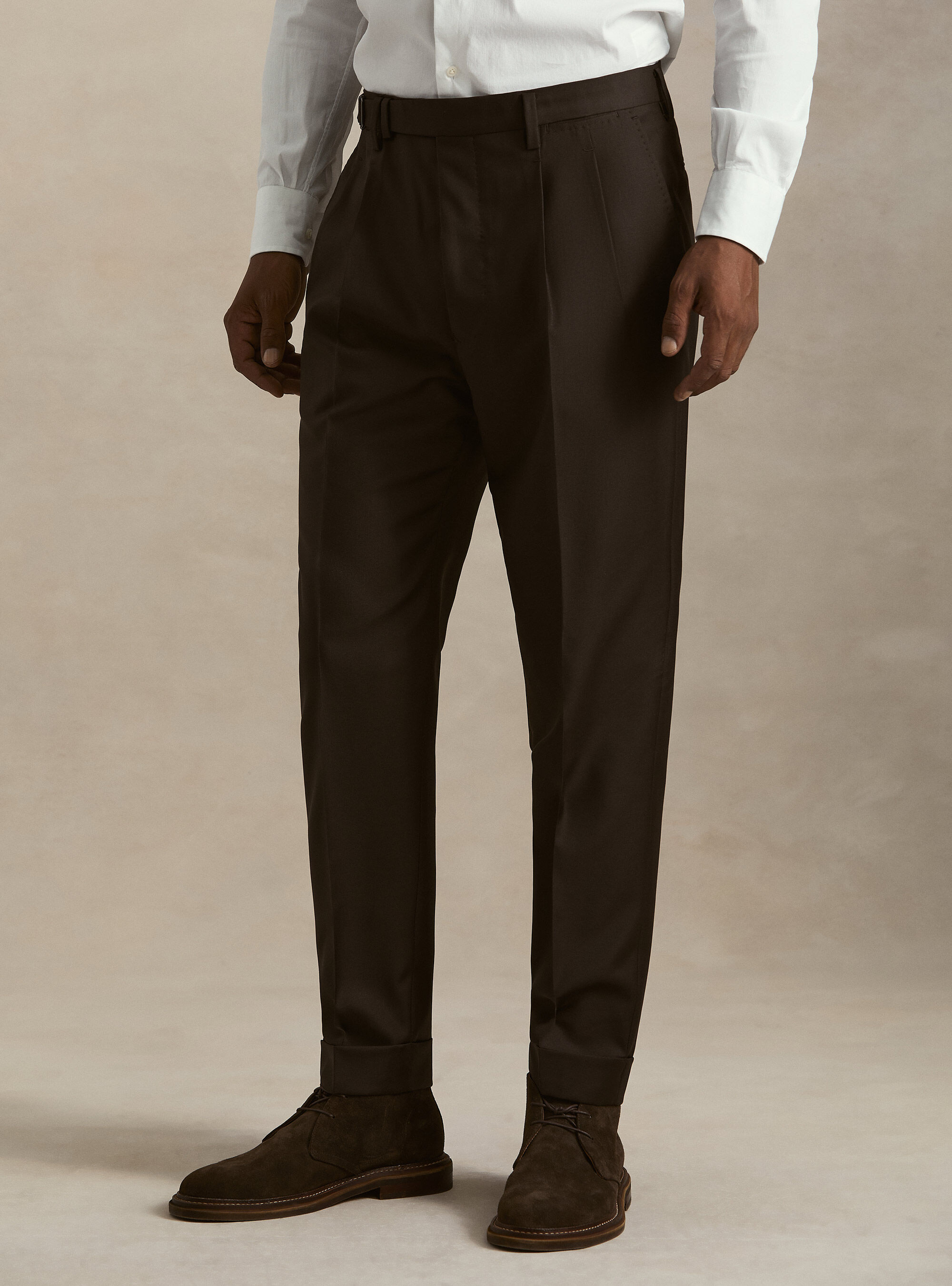 Vitale Barberis Canonico wool pleated trousers, MARRONE 0508C