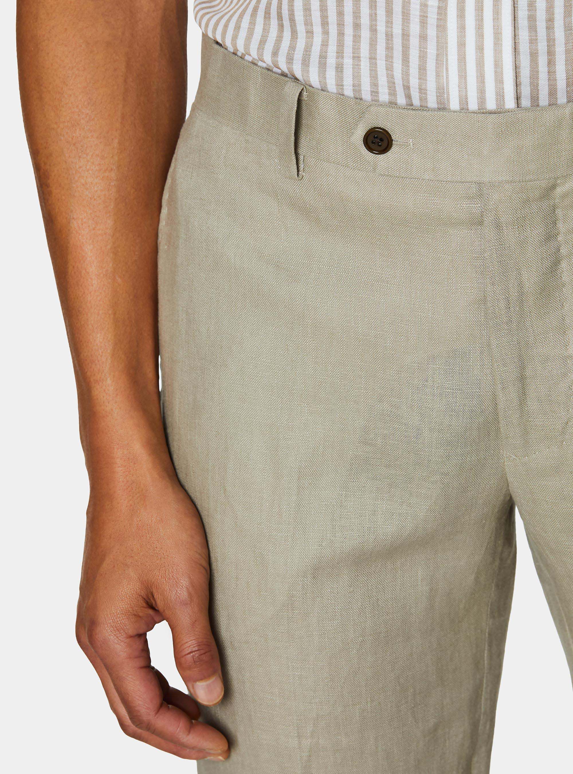 Pure linen suit trousers, SAND