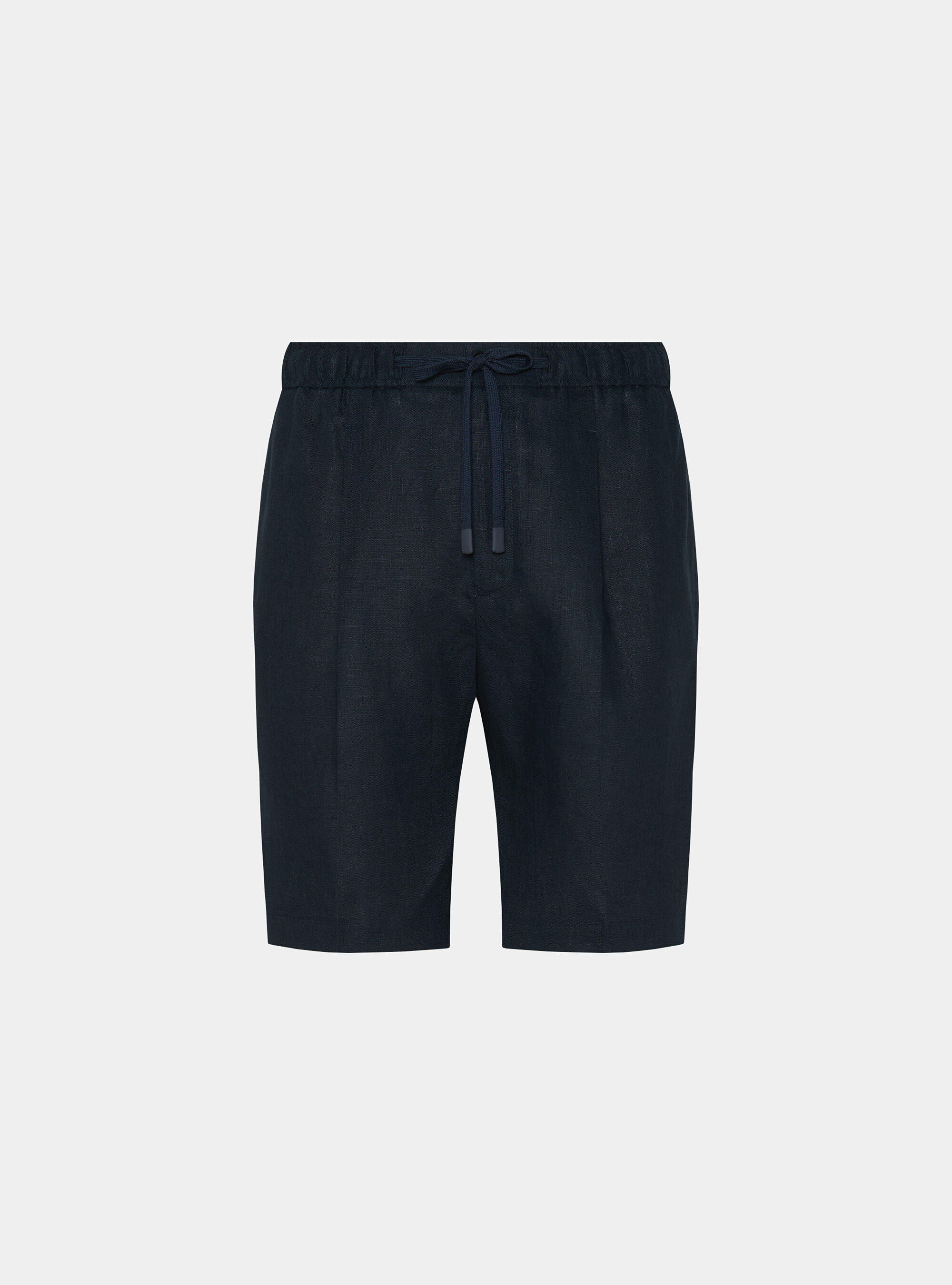 Bermuda in lino con coulisse, BLU NAVY