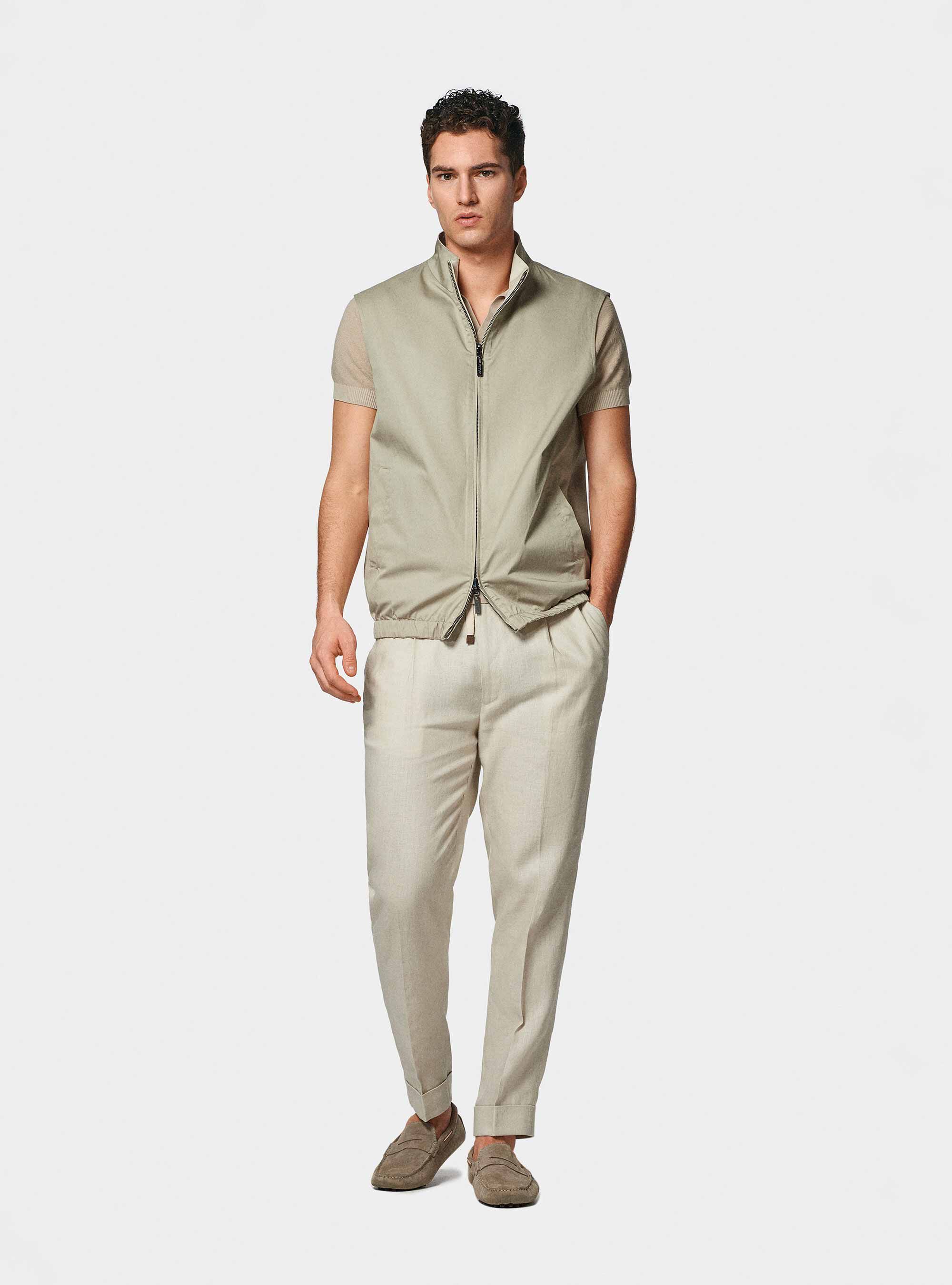 Reversible sleeveless in pure linen, ECRU