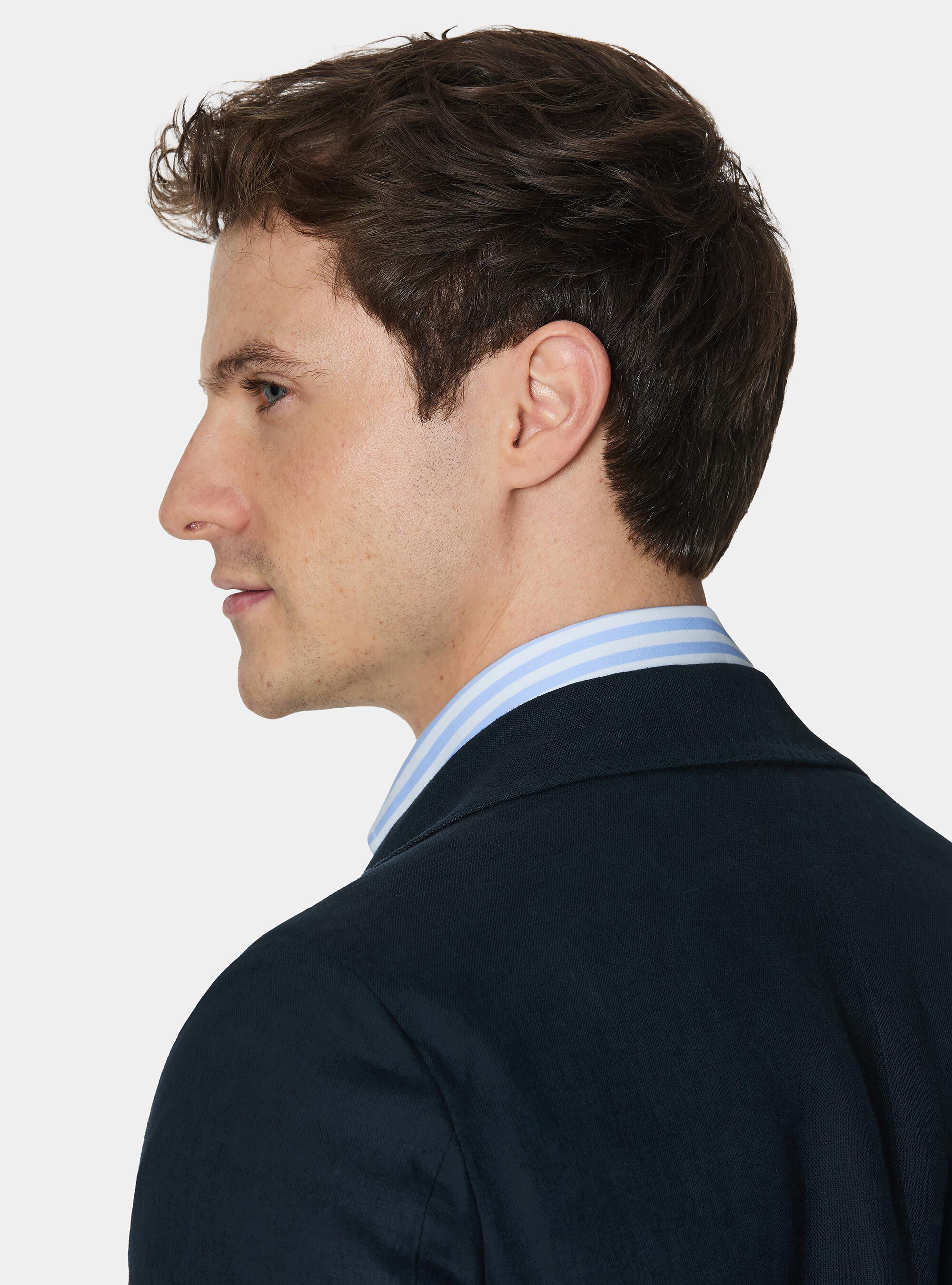 Americana cruzada de lino puro, AZUL MARINO