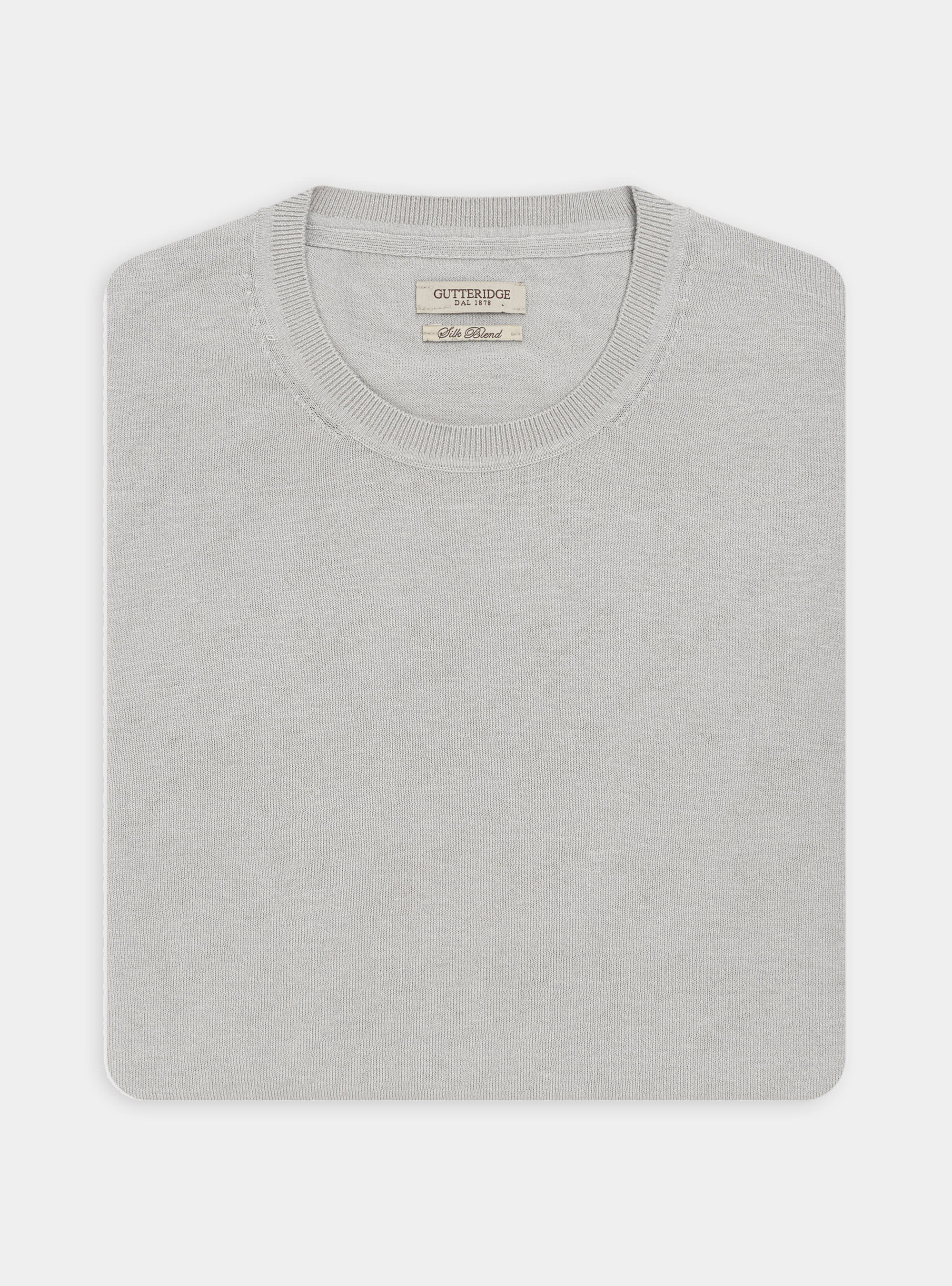 Maglia girocollo in seta e cotone, GRIGIO CHIARO MELANGE