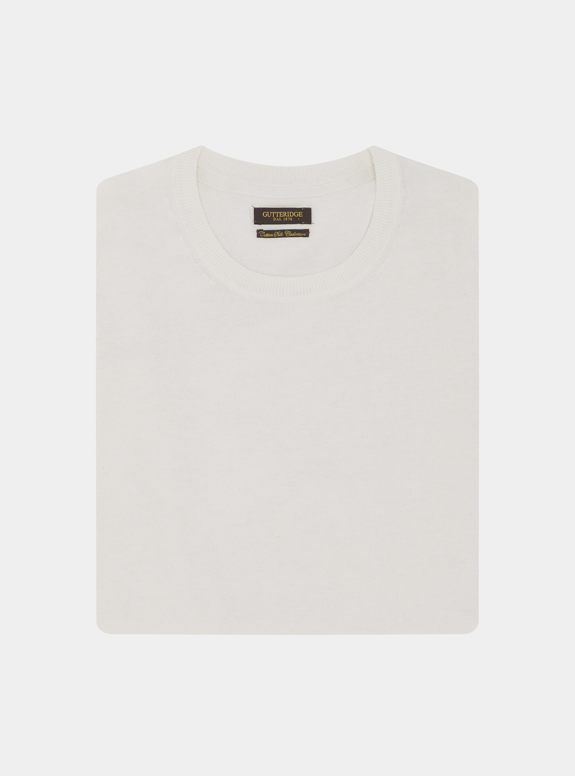 Round-neck sweater in cotton silk and cashmere, WHITE