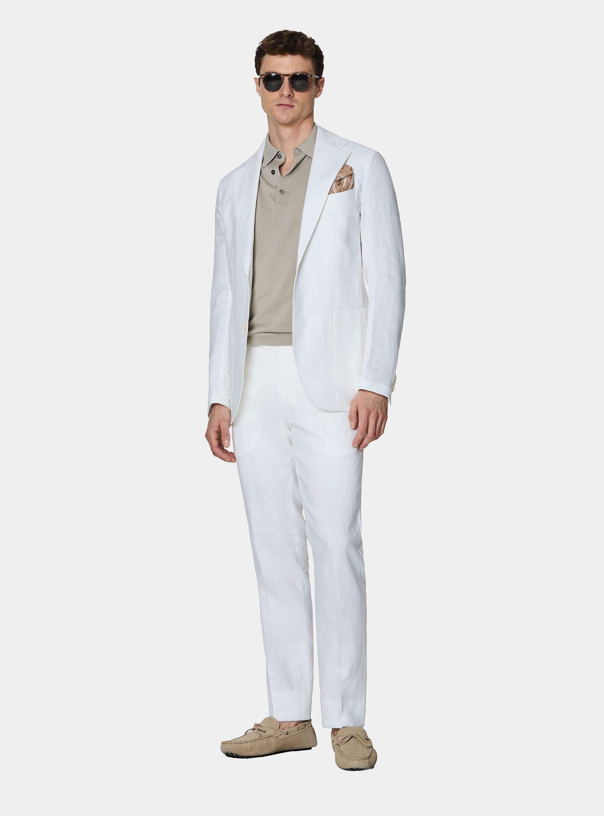Pure linen suit blazer, WHITE