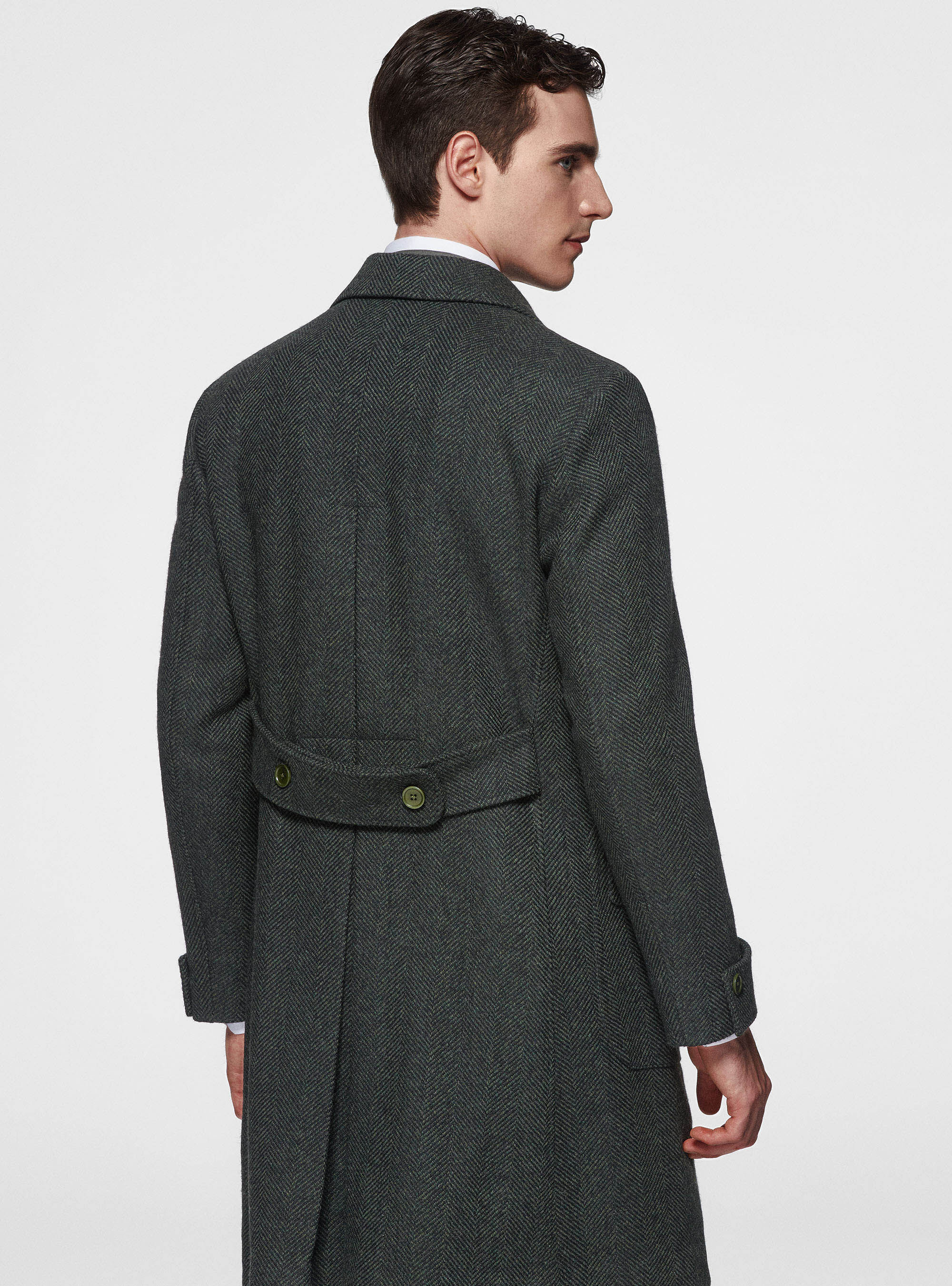 今ならほぼ即納！ Double-breasted blend wool herringbone in coat ジャケット・アウター