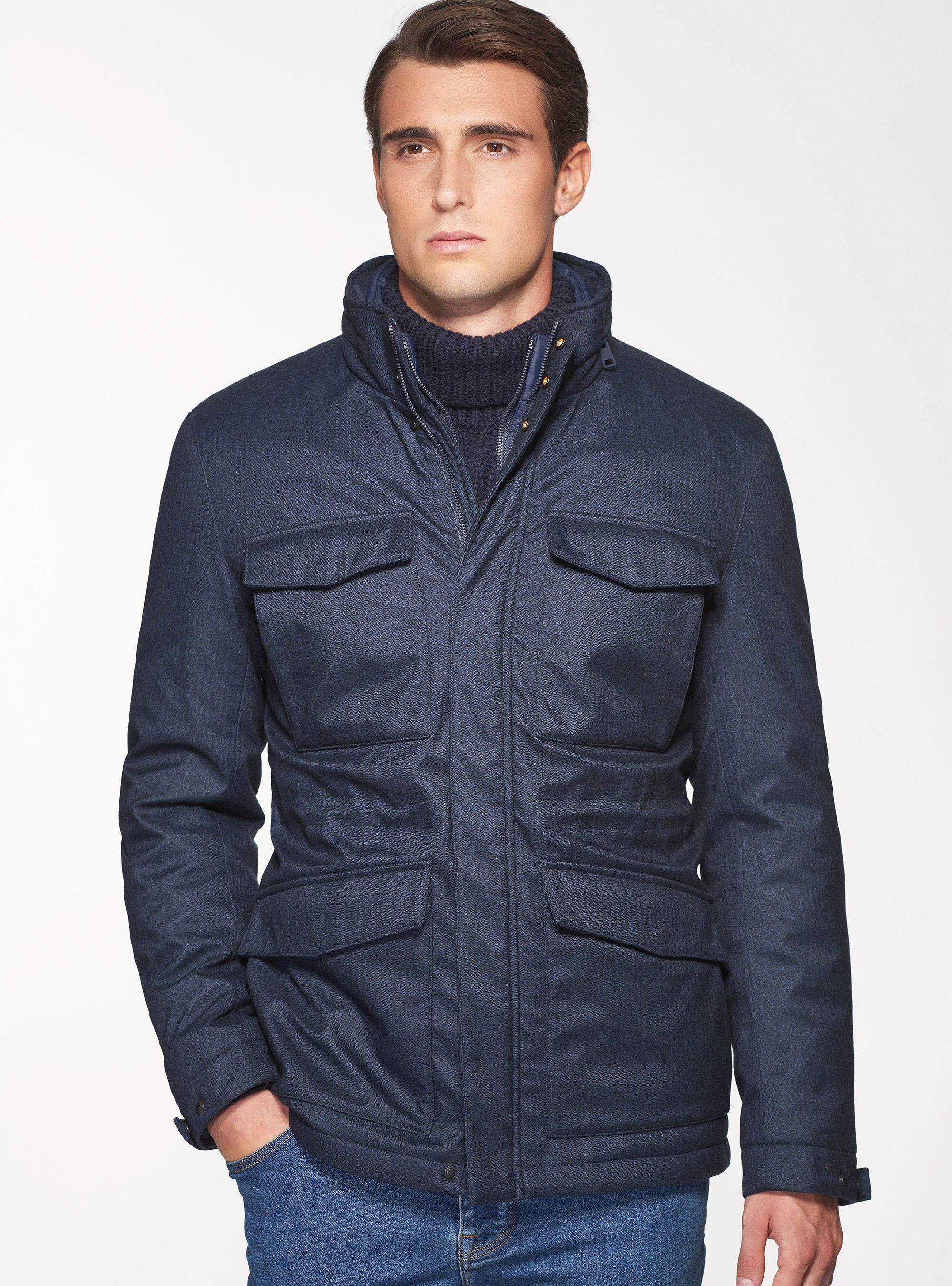 Field jacket in tessuto tecnico con pettorina