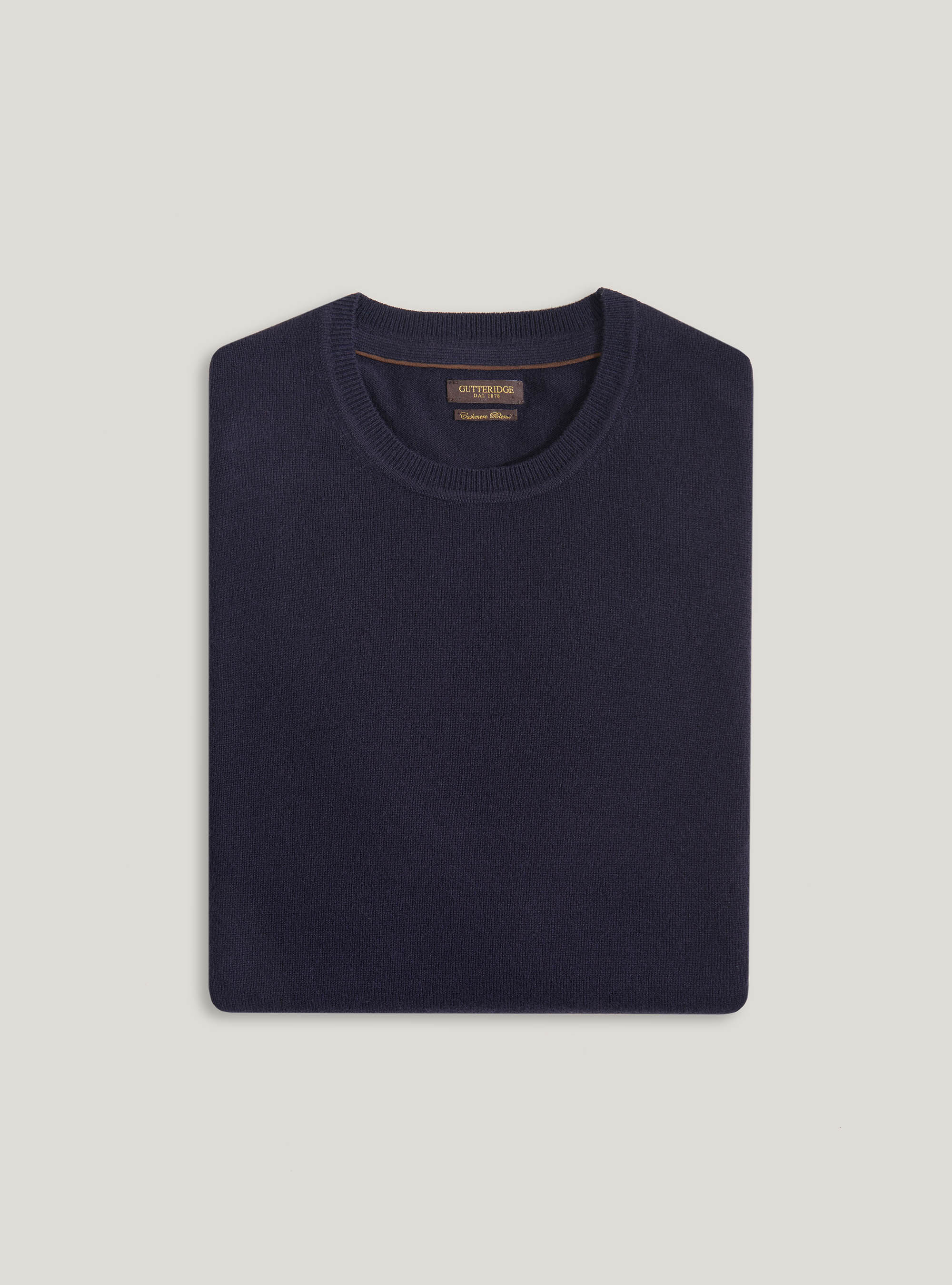 Lambswool and cashmere crew-neck sweater, NAVY BLUE