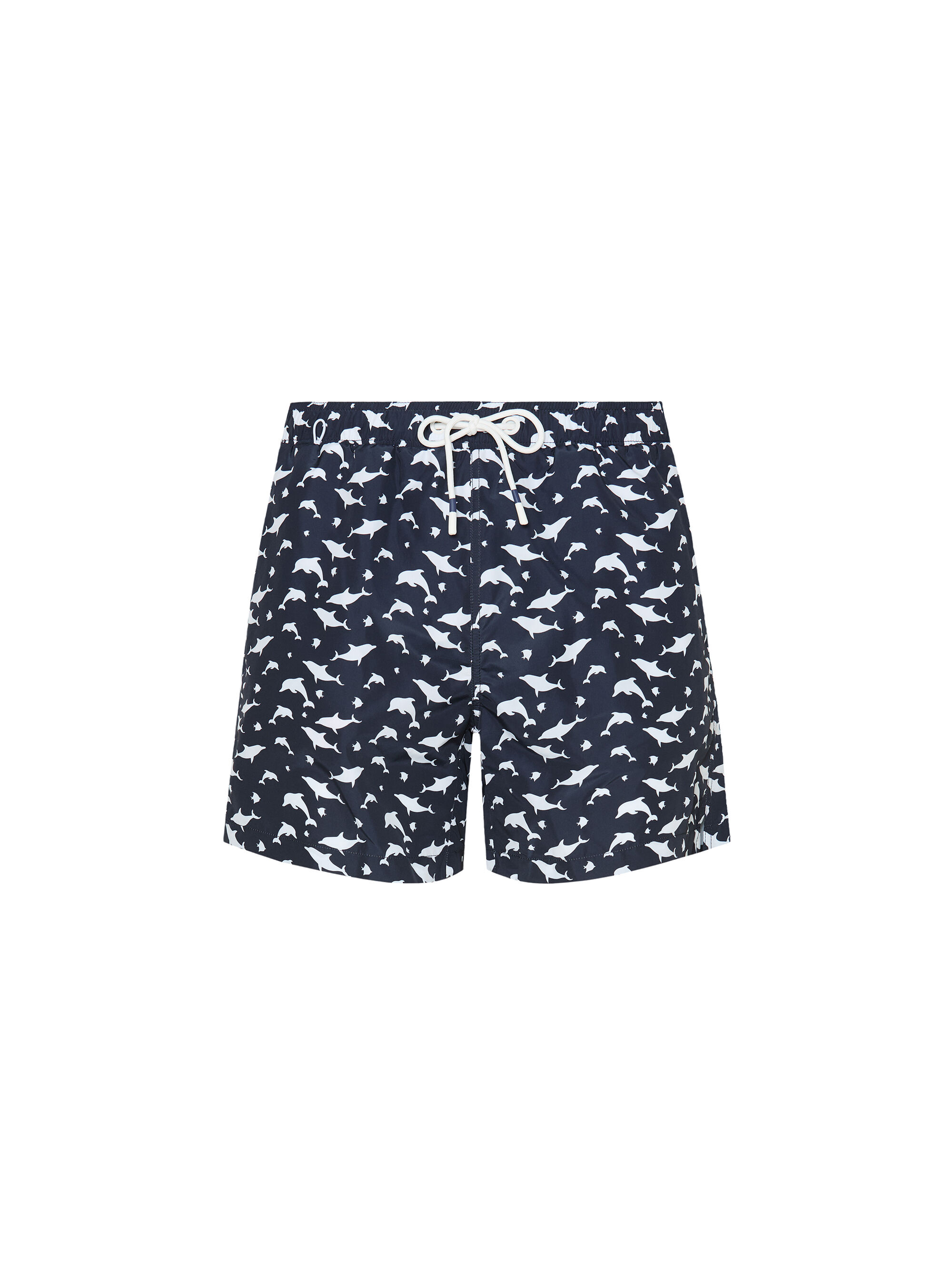 Costume da bagno con stampa fantasia pesci, NAVY BLUE