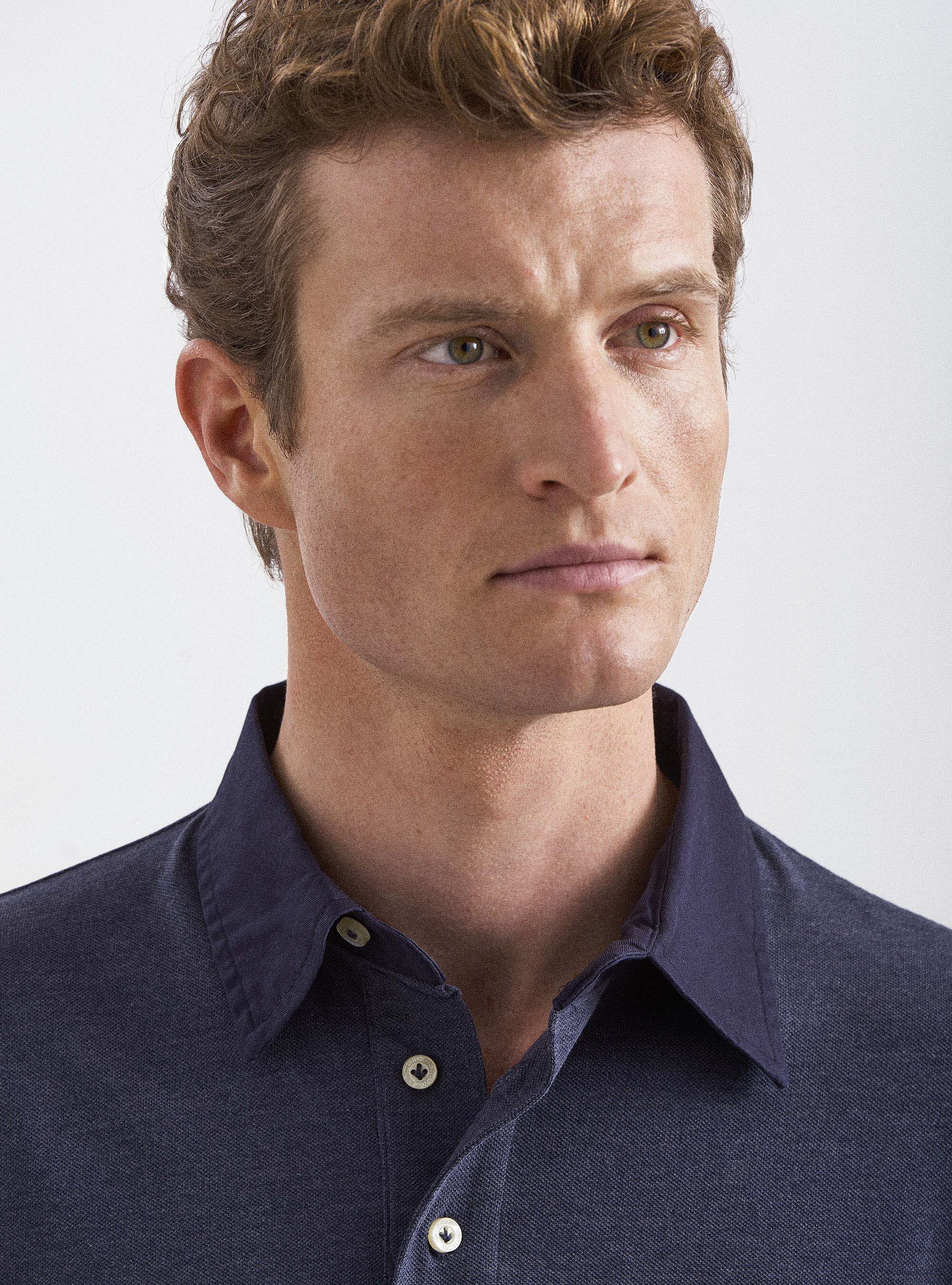 Twill shirt collar polo shirt, INK