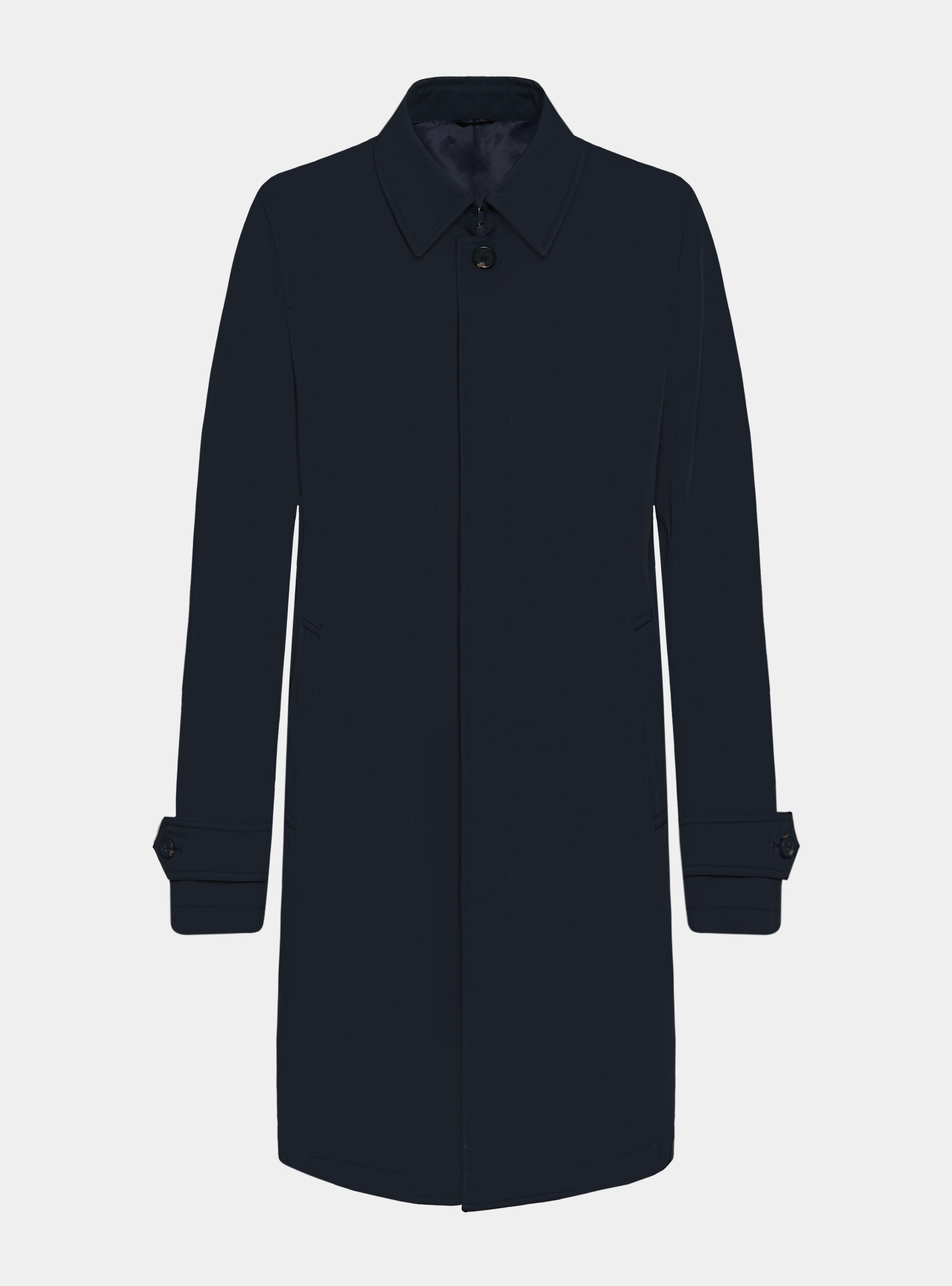 Impermeabile monopetto in misto cotone, BLU NAVY