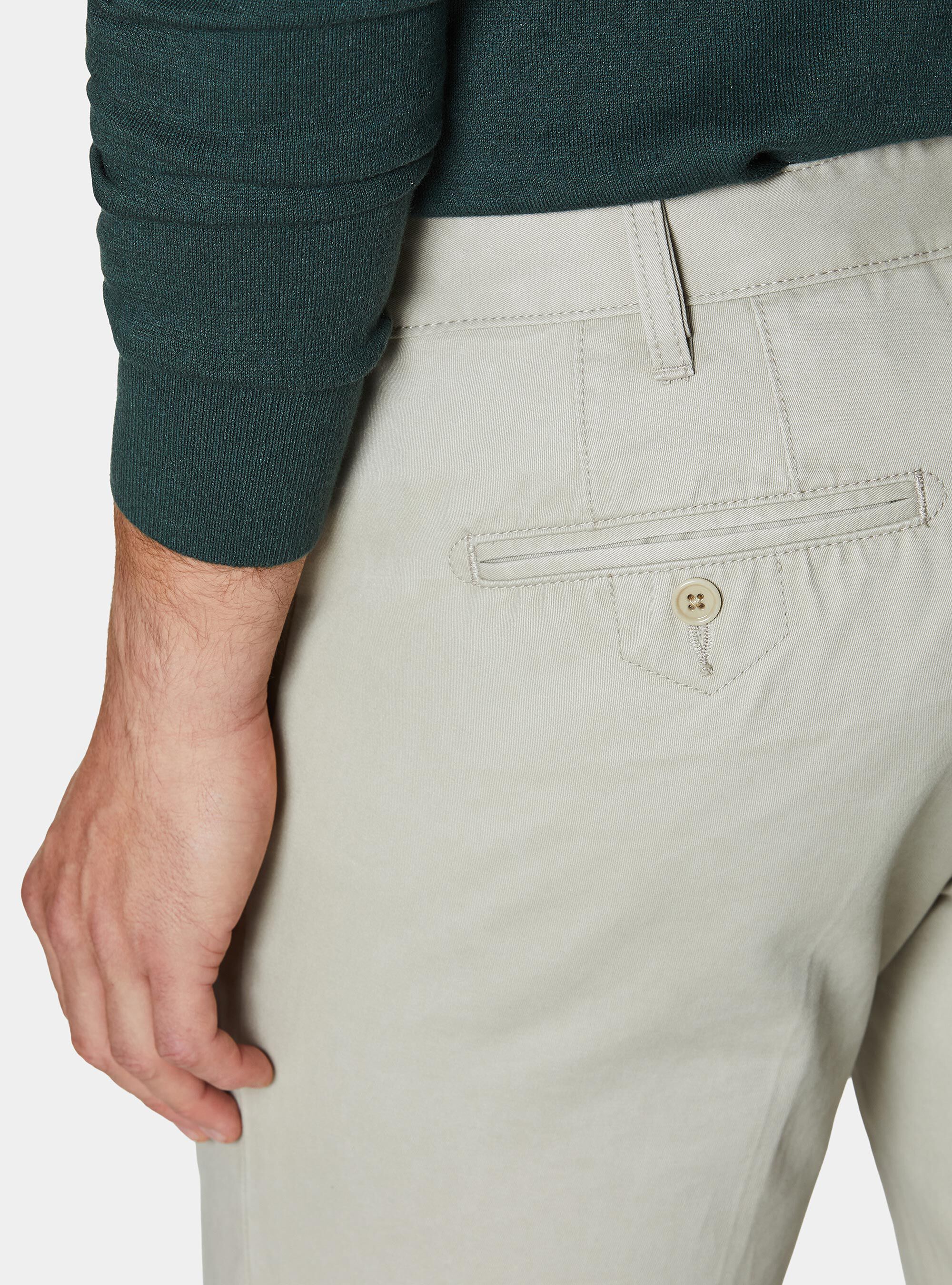 Cotton twill chino trousers, ECRU