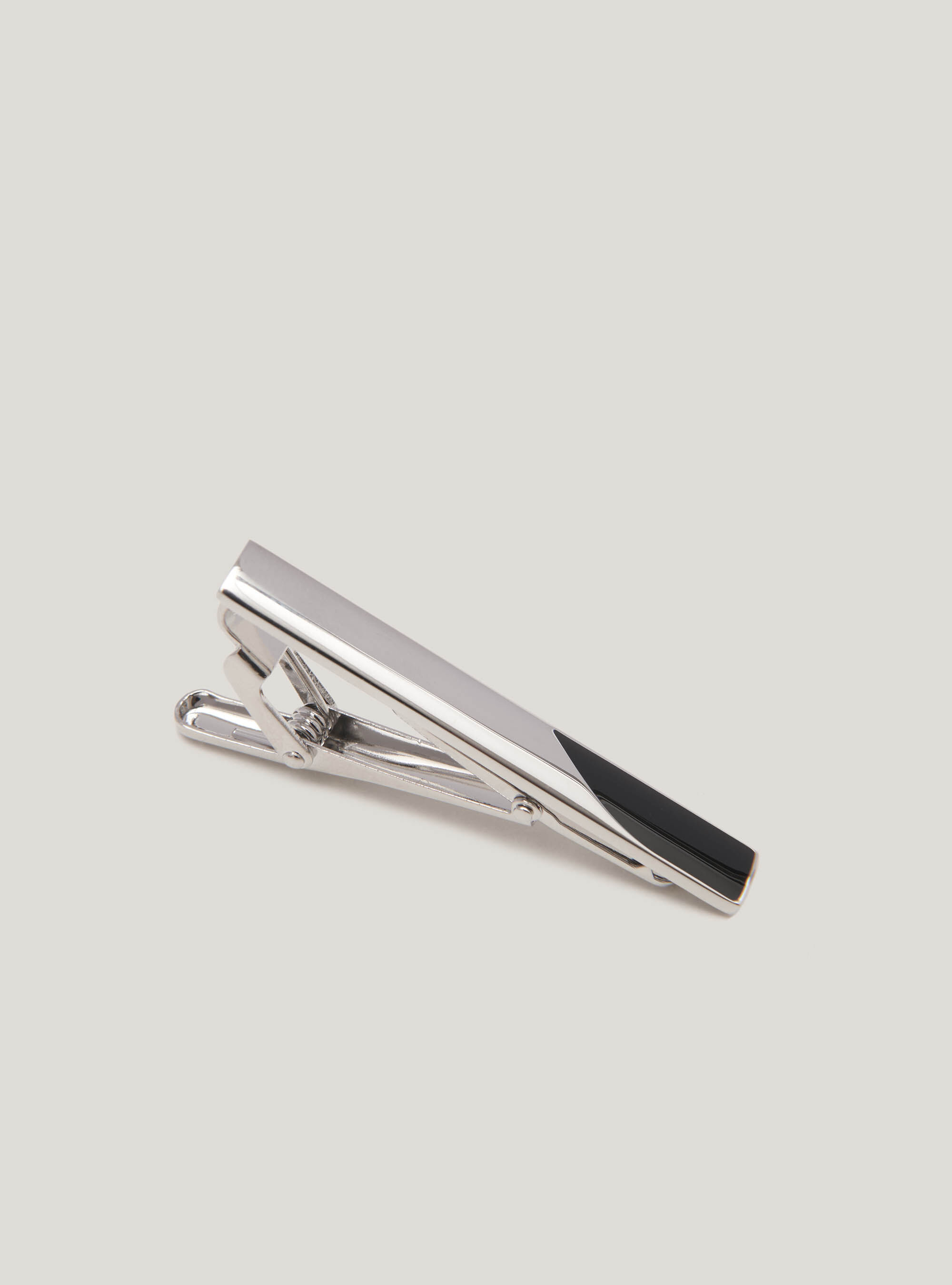 Fermacravatta argento e nero, NERO