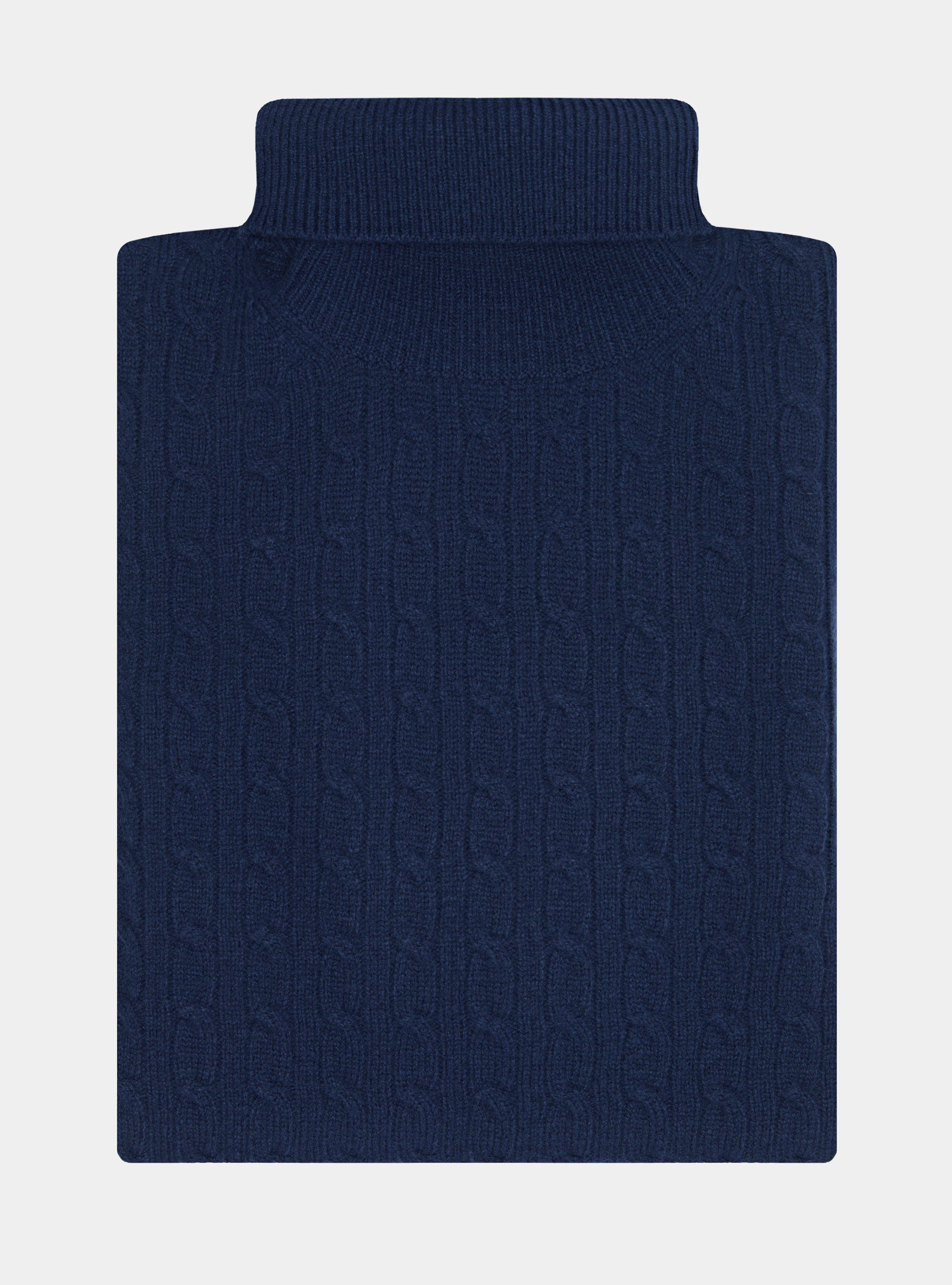 Maglia collo alto in lana cashmere con treccia, INCHIOSTRO