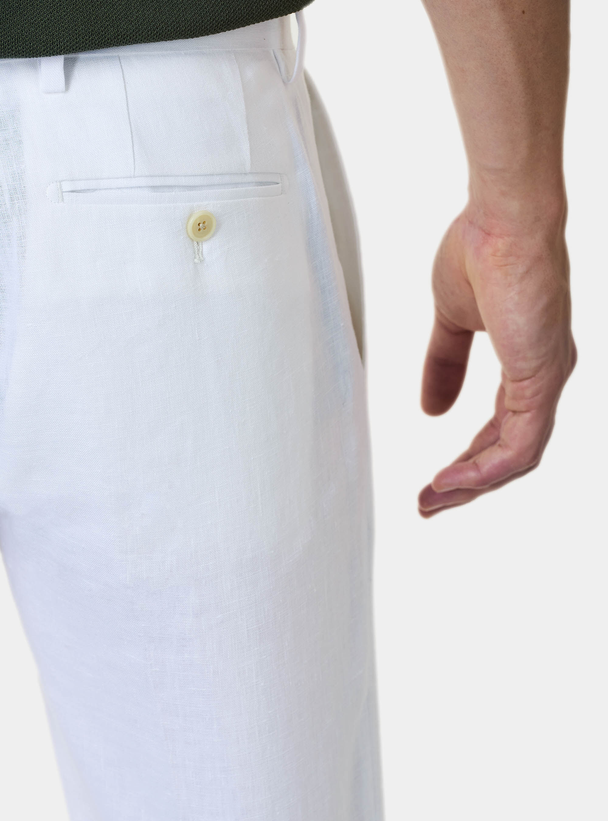 Pure Linen Suit Trousers, WHITE