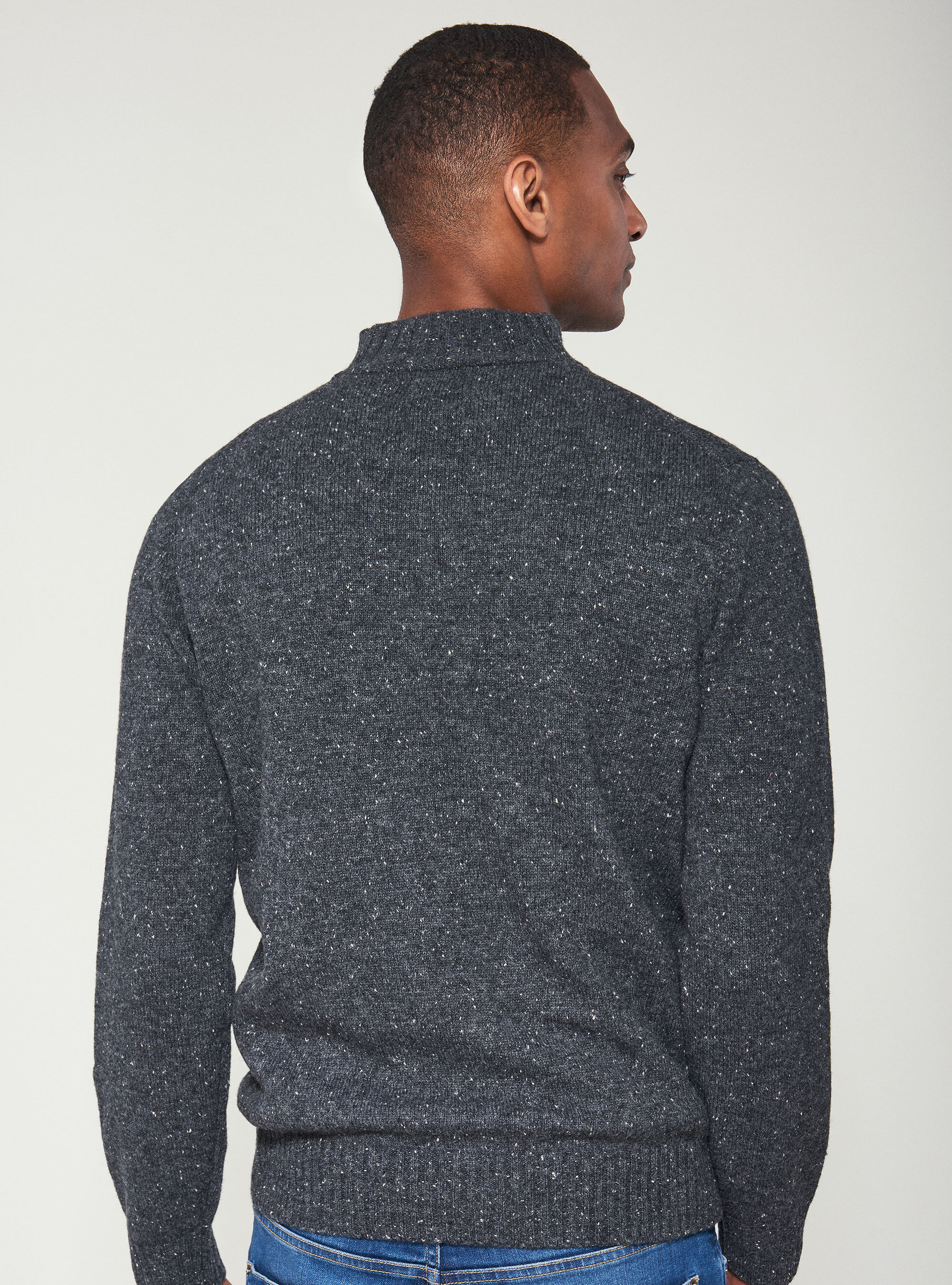 Pull boutonn&eacute; &agrave; demi-cou en laine, GRIS CLAIR M&Atilde; LANG&Atilde;