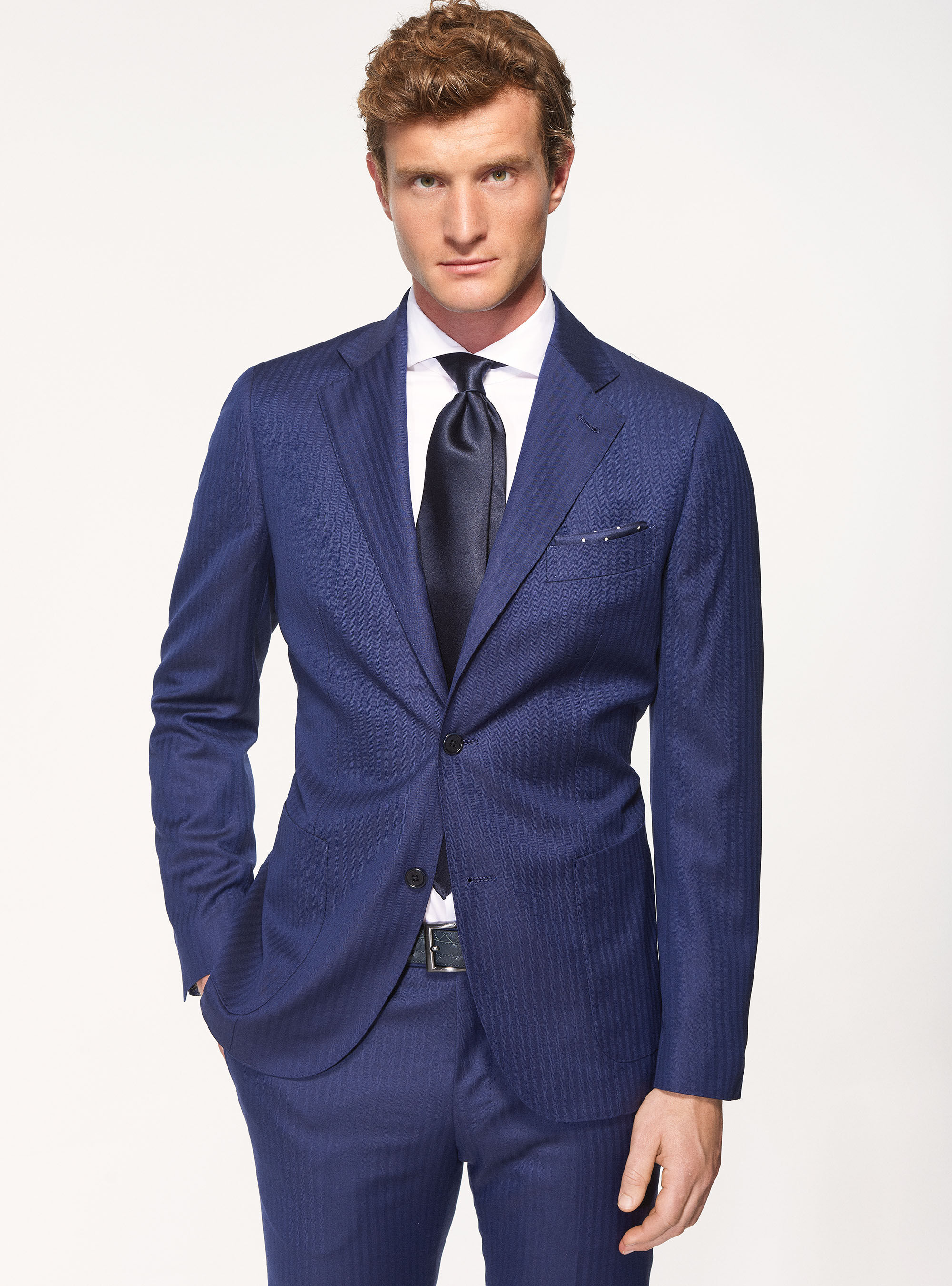 Suit blazer in pure superfine herringbone wool 110 s Vitale Barberis Canonico